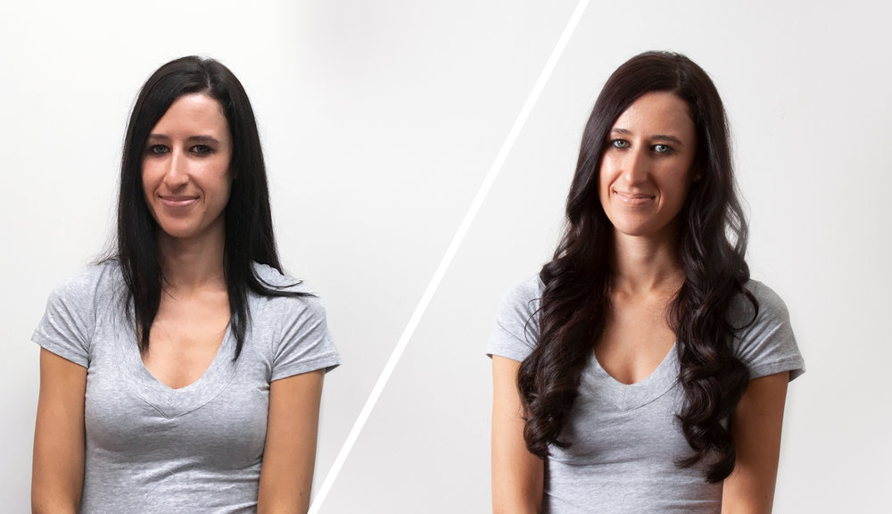 hair extensions for wedding: before and after
