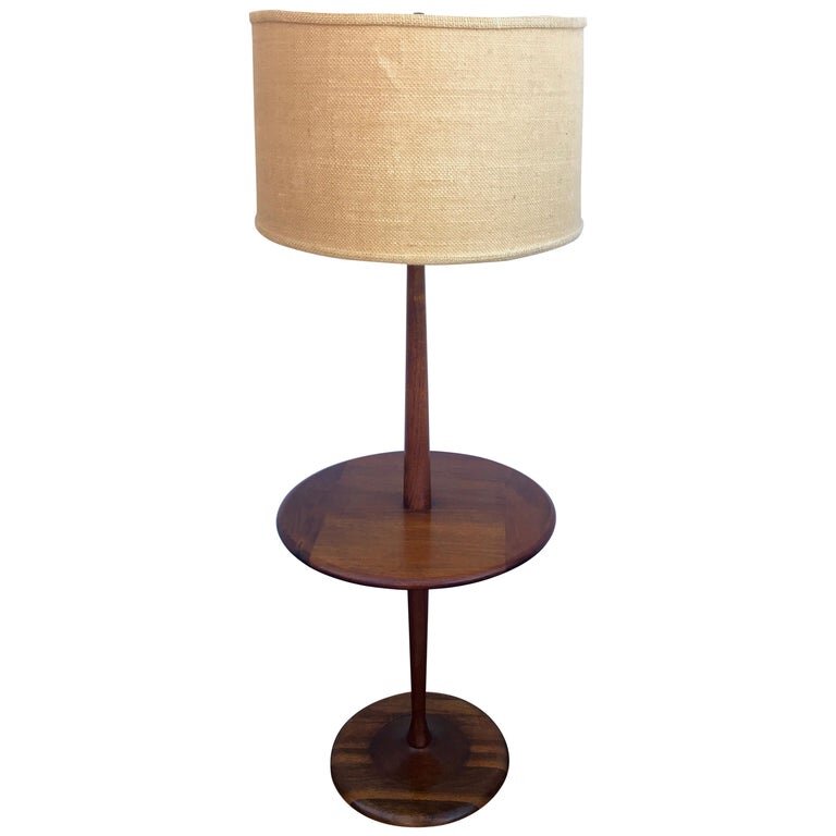Laurel Walnut Mid Century Modern Floor, Floor Lamp With Table Attached Canada