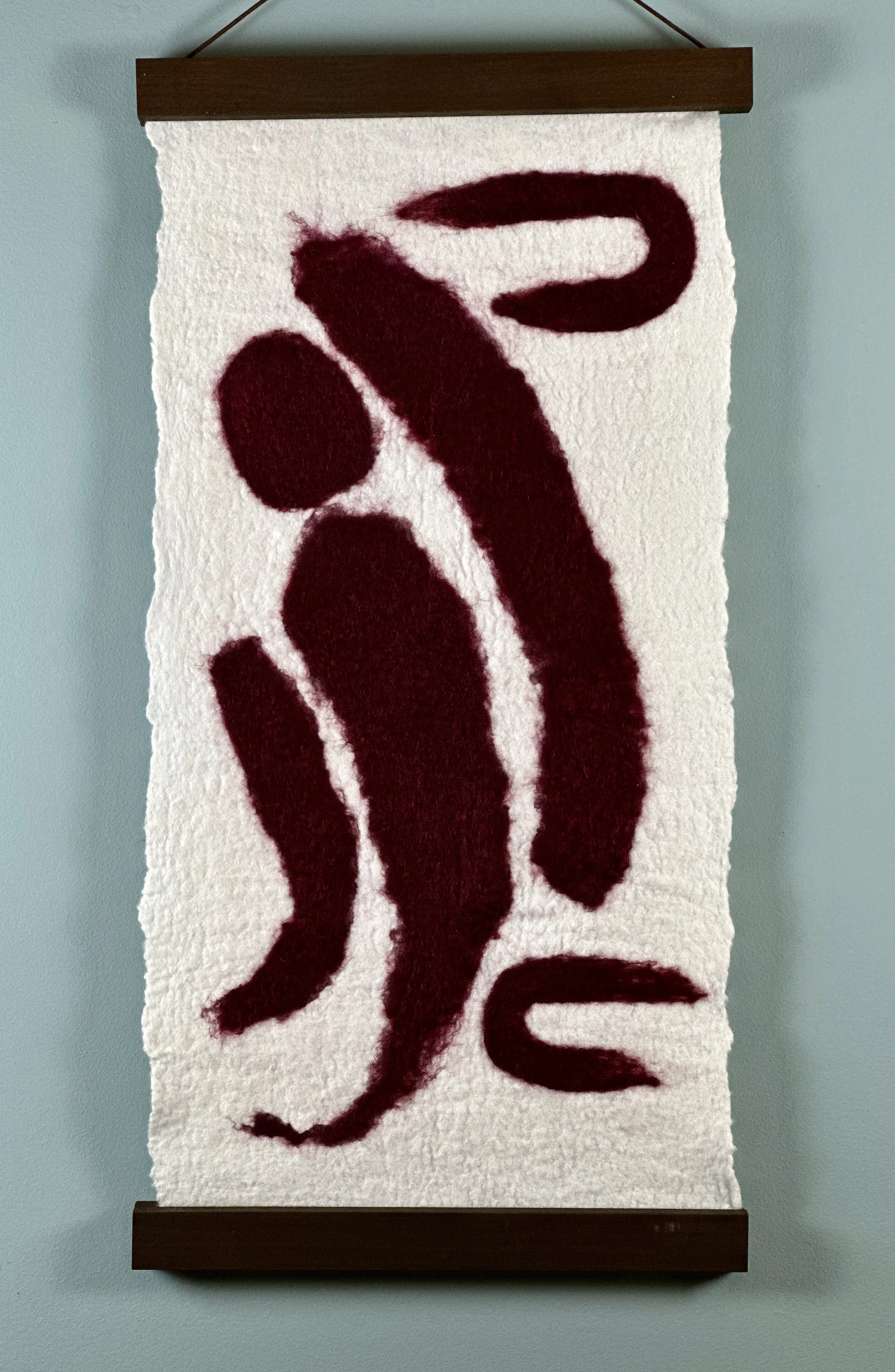 Calligraphic Stretch, 2026
27" x 14"
Merino wool, Silk Hankies