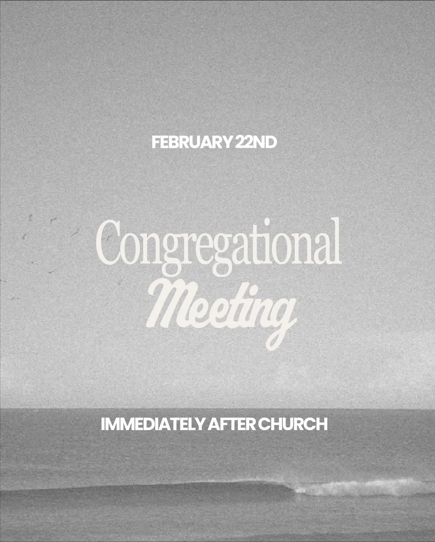 📢 Congregational Meeting | 2.22 ⛪️

Join us immediately after church in the Sanctuary as we gather to vote on a call to Michael Yu as Minister and to the office of Teacher.

This meeting will be short but very important, and all communicant members 