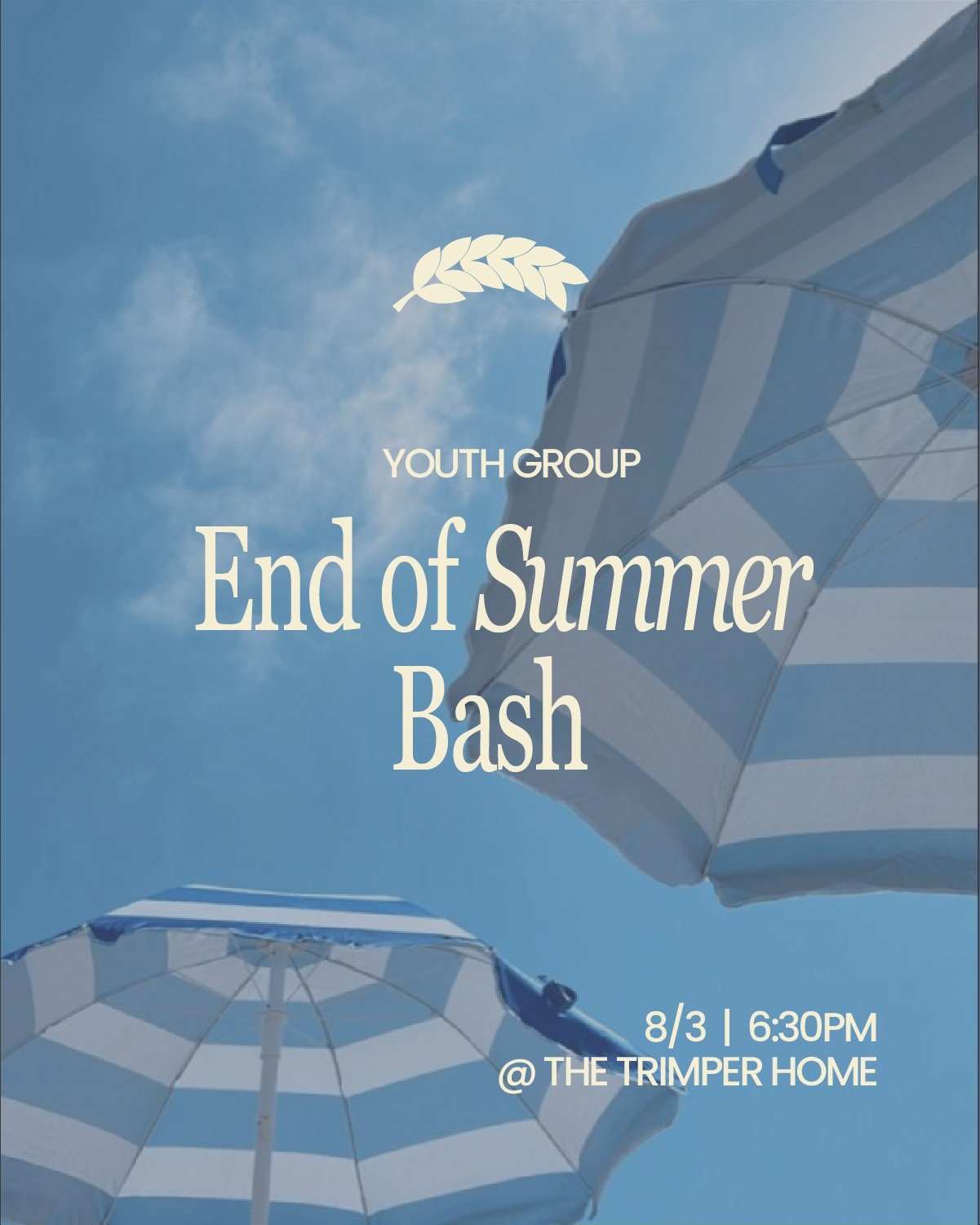 End the summer the right way! 🎉

Join us on August 3rd at 6:30 PM at the Trimper Home for our Youth Group End of Summer Bash!

We&rsquo;ll have a chili bar 🌶️, an ice cream sundae bar 🍨, our annual Youth Group Olympics 🥇 (prizes included!), and a
