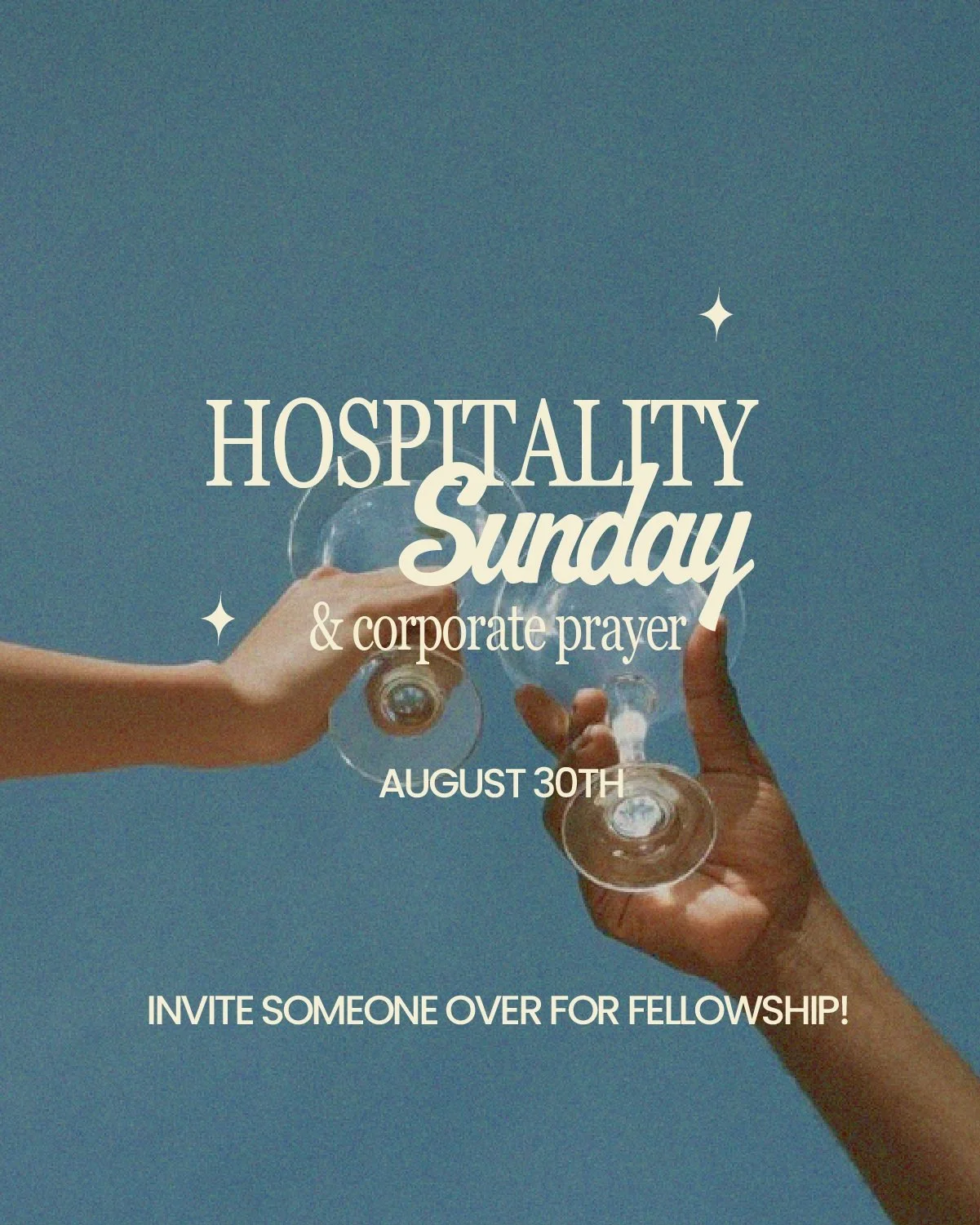 ✨ Join Us This Sunday! ✨

☕ Hospitality Sunday: Take a moment to get to know someone new today! It&rsquo;s not too late to invite a fellow member or visitor out for coffee or dinner. Let's build meaningful connections together! 

🙏 Corporate Prayer: