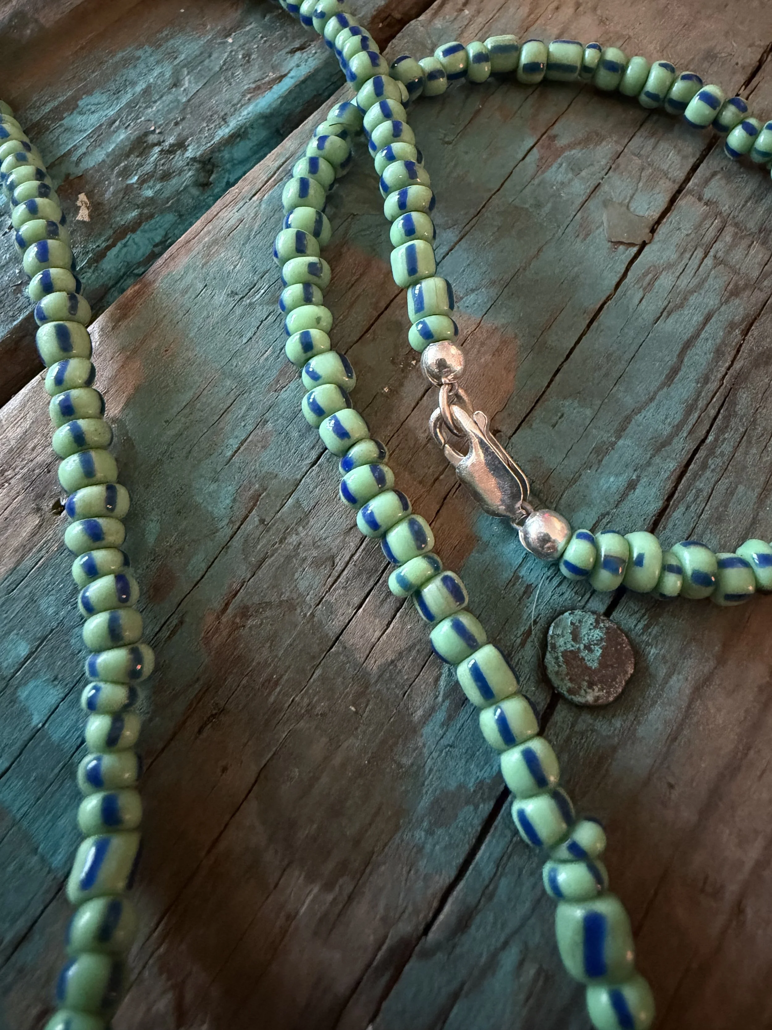Green & Navy Bead Necklace