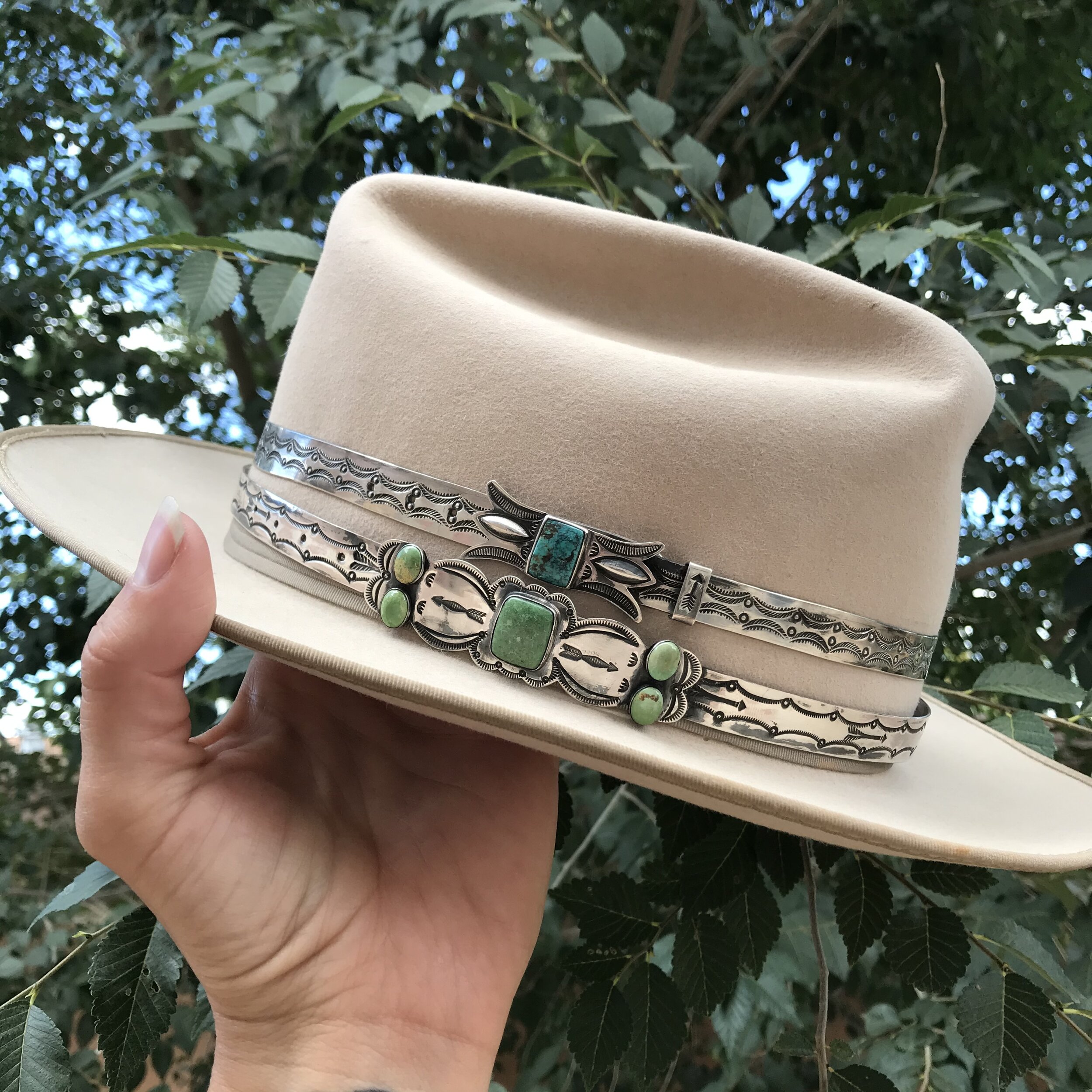 fe Før hvile Hat Bands- Sterling and Turquoise-Info and how to Order — Red Rabbit  Trading Co.