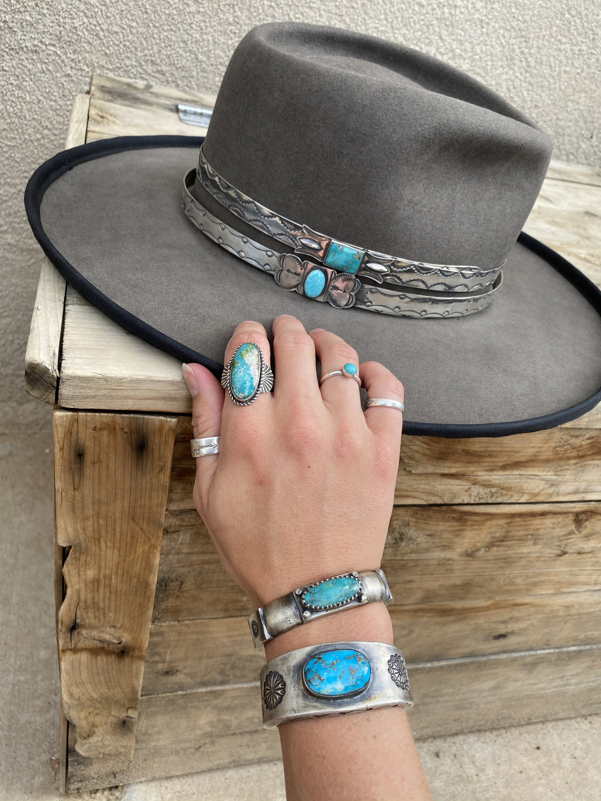 Hat Bands Sterling and Turquoise — Red Rabbit Trading Co.