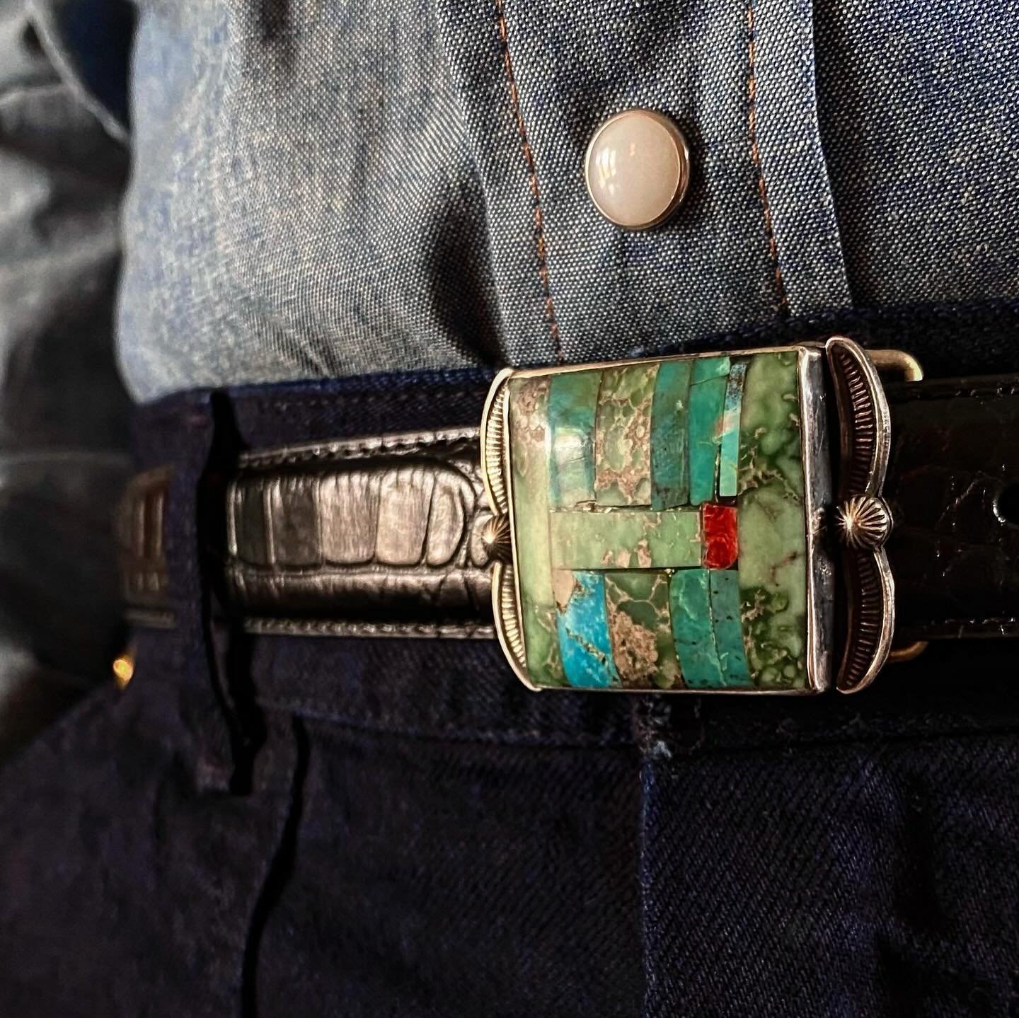 Might need to keep this one. 🤷🏼&zwj;♂️ 1&rdquo; turquoise, variscite &amp; coral inlay buckle