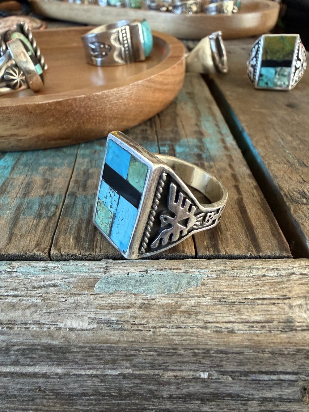 red rabbit trading レッドラビットトレーディング リング Turquoise Mosaic Robot Man Ring — Red Rabbit Trading Co.