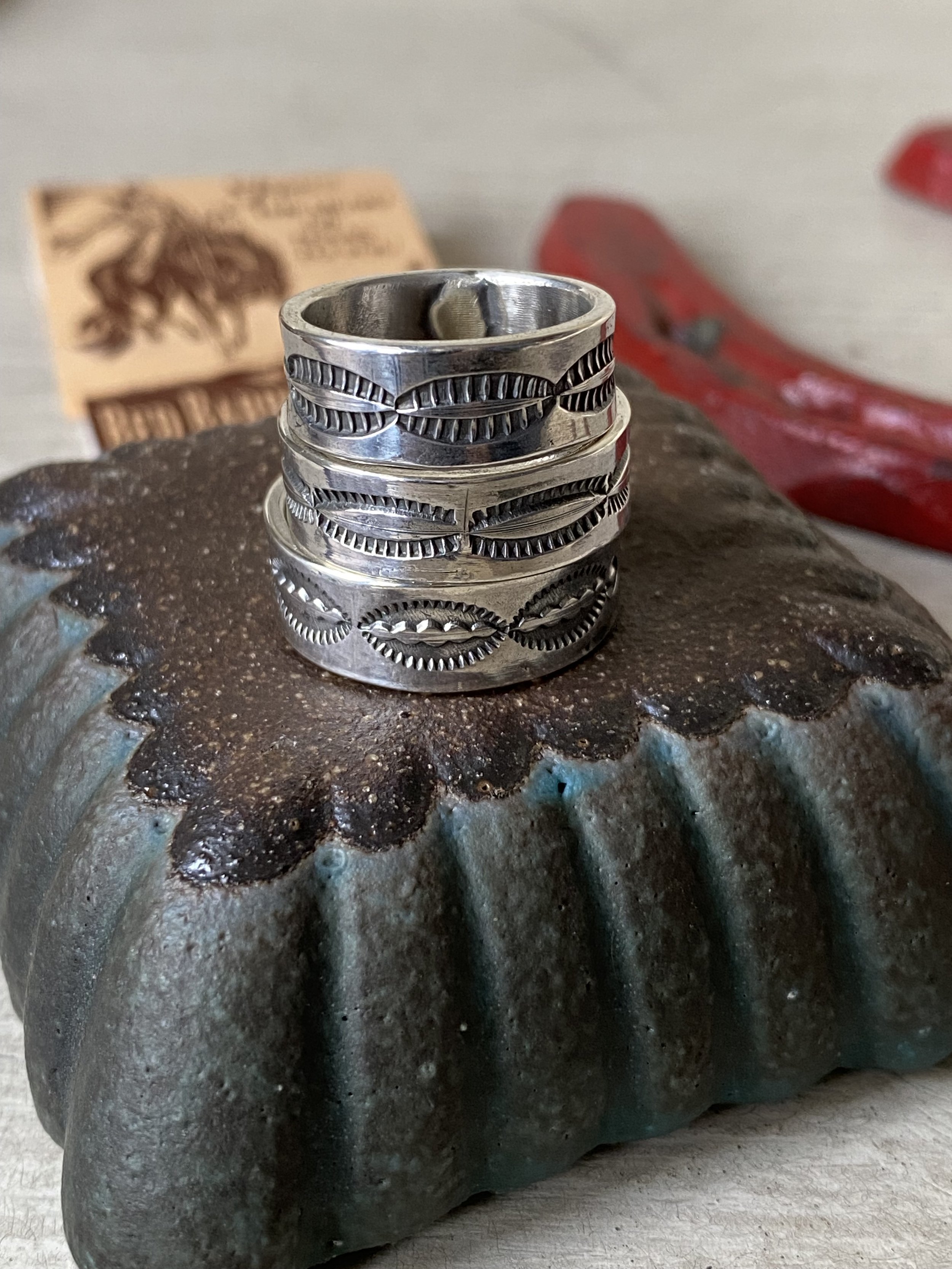 Stamped Sterling Bands - Sizes 4 & 6 &7 1/2