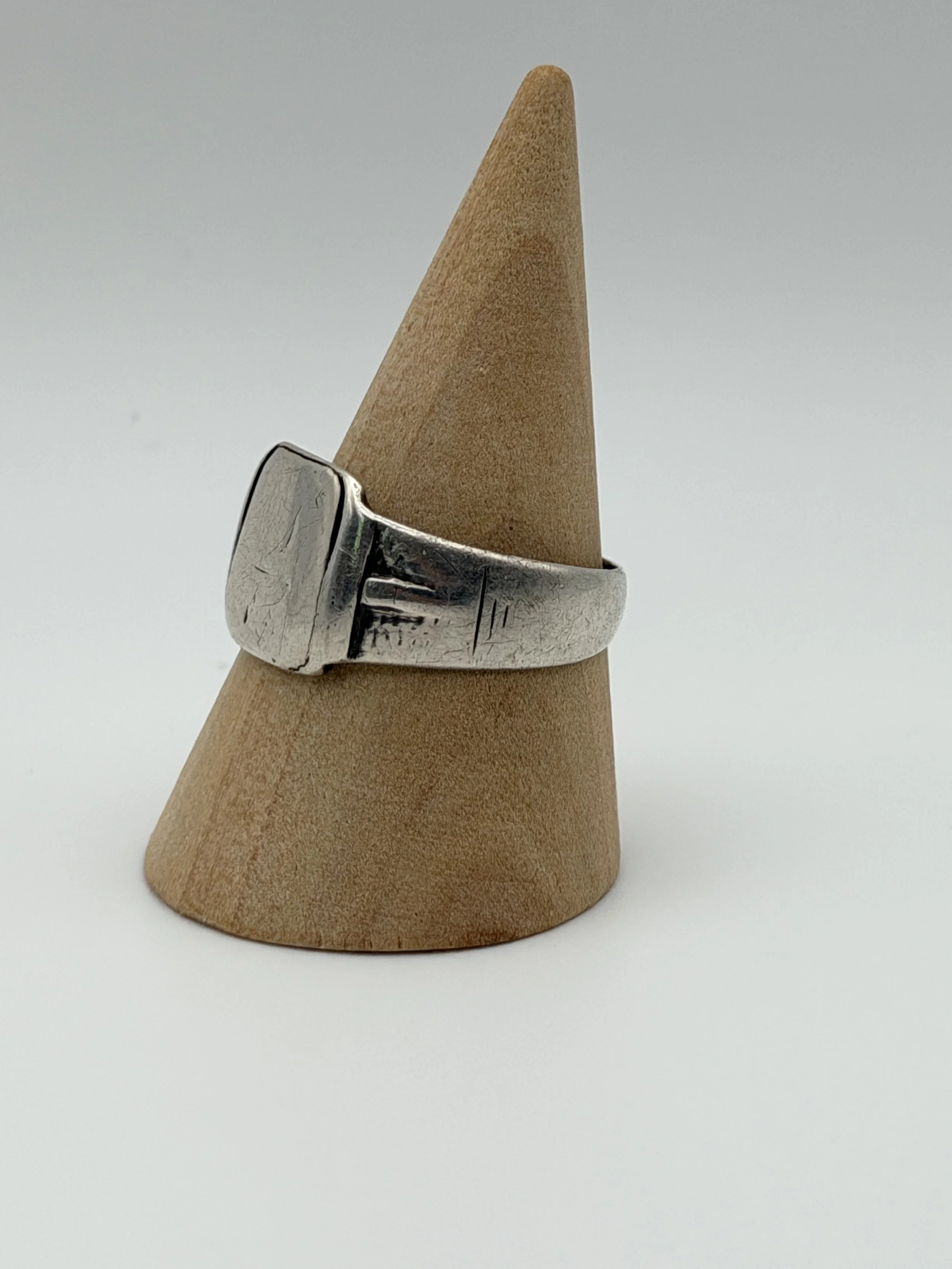 Vintage 1942 Engraved Silver Signet Ring