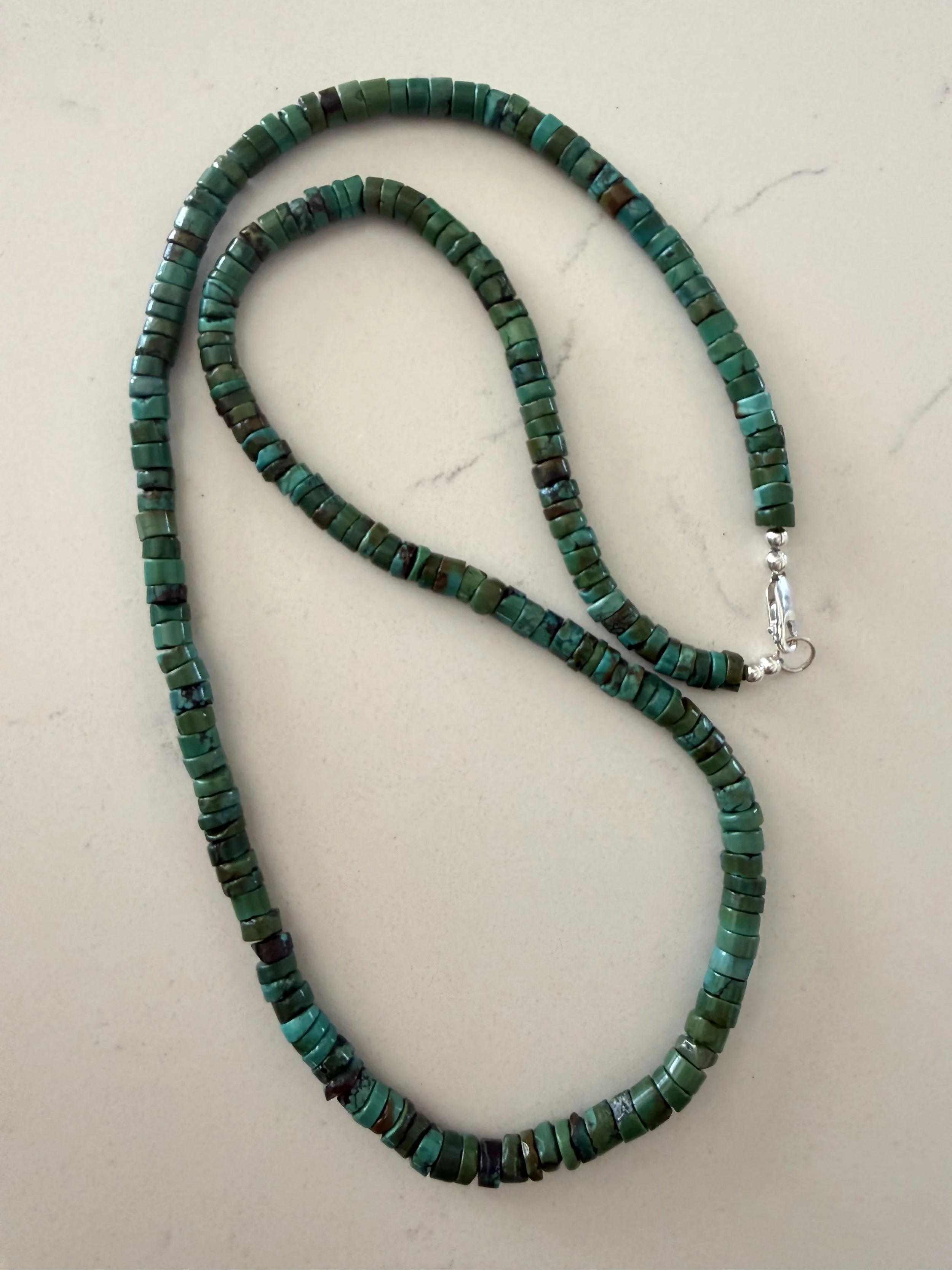 Turquoise Cylinder Bead Necklace