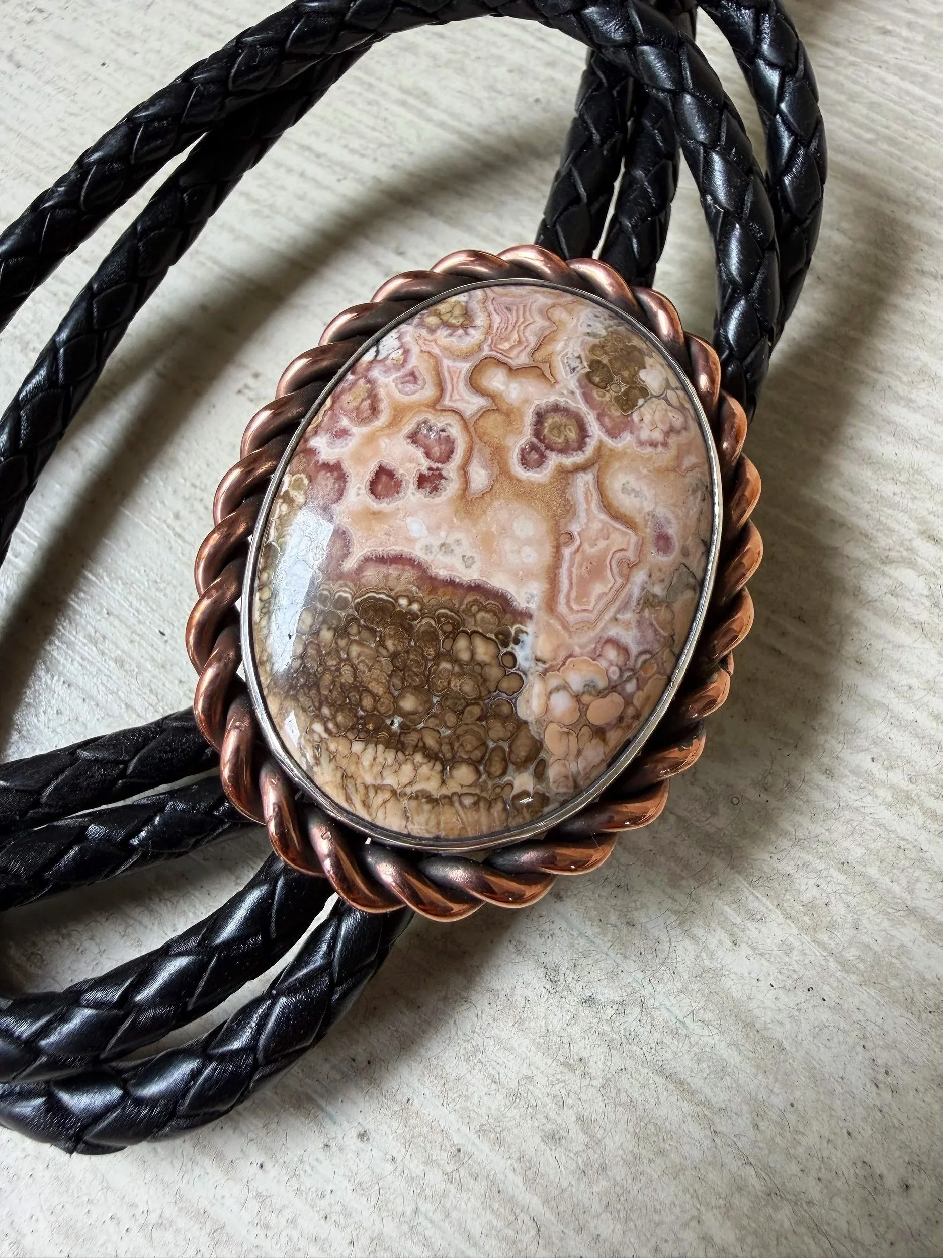 Copper Rhodochrosite Bolo Slide
