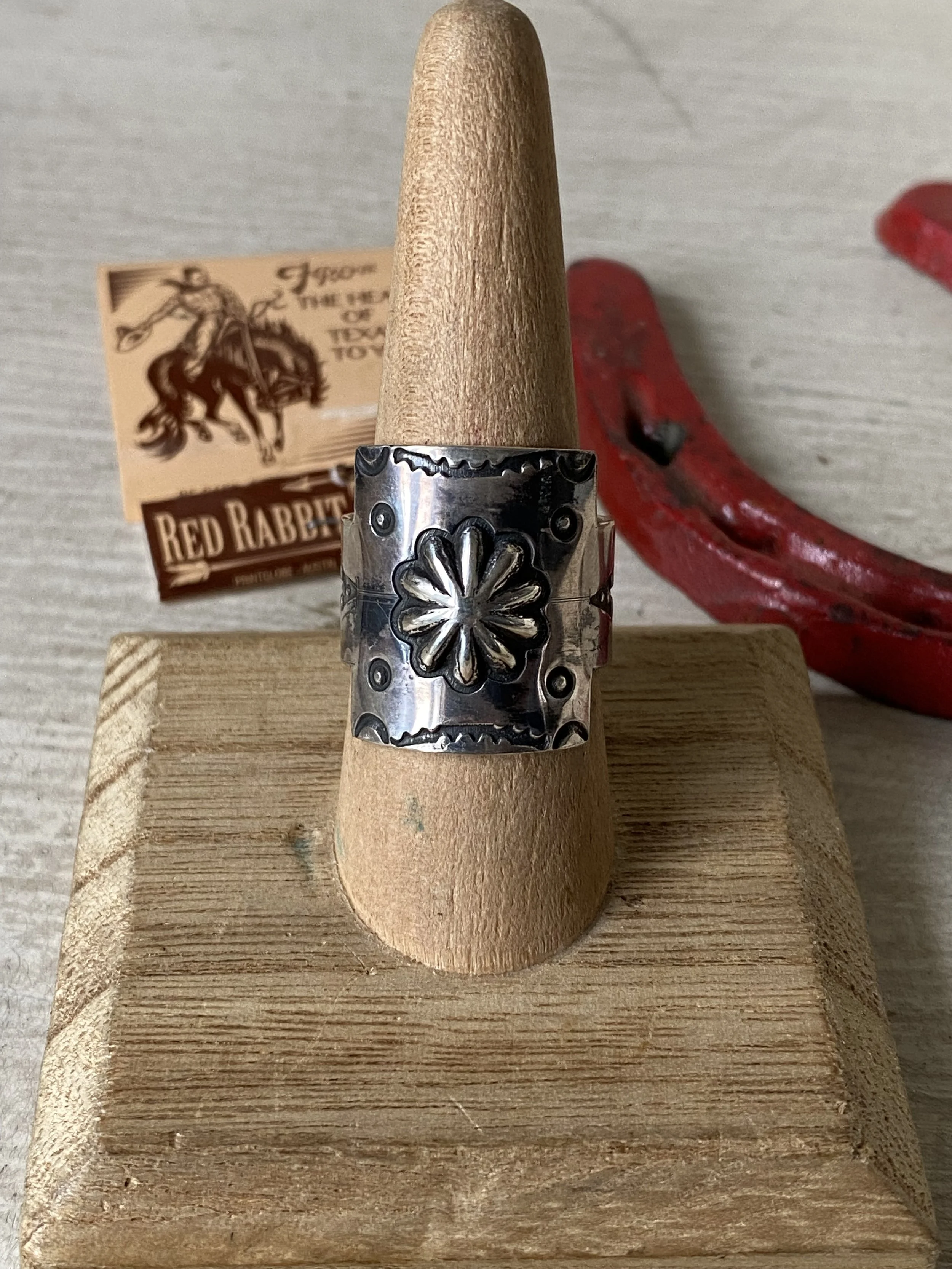 Star Repoussè Shield Ring - Size 10