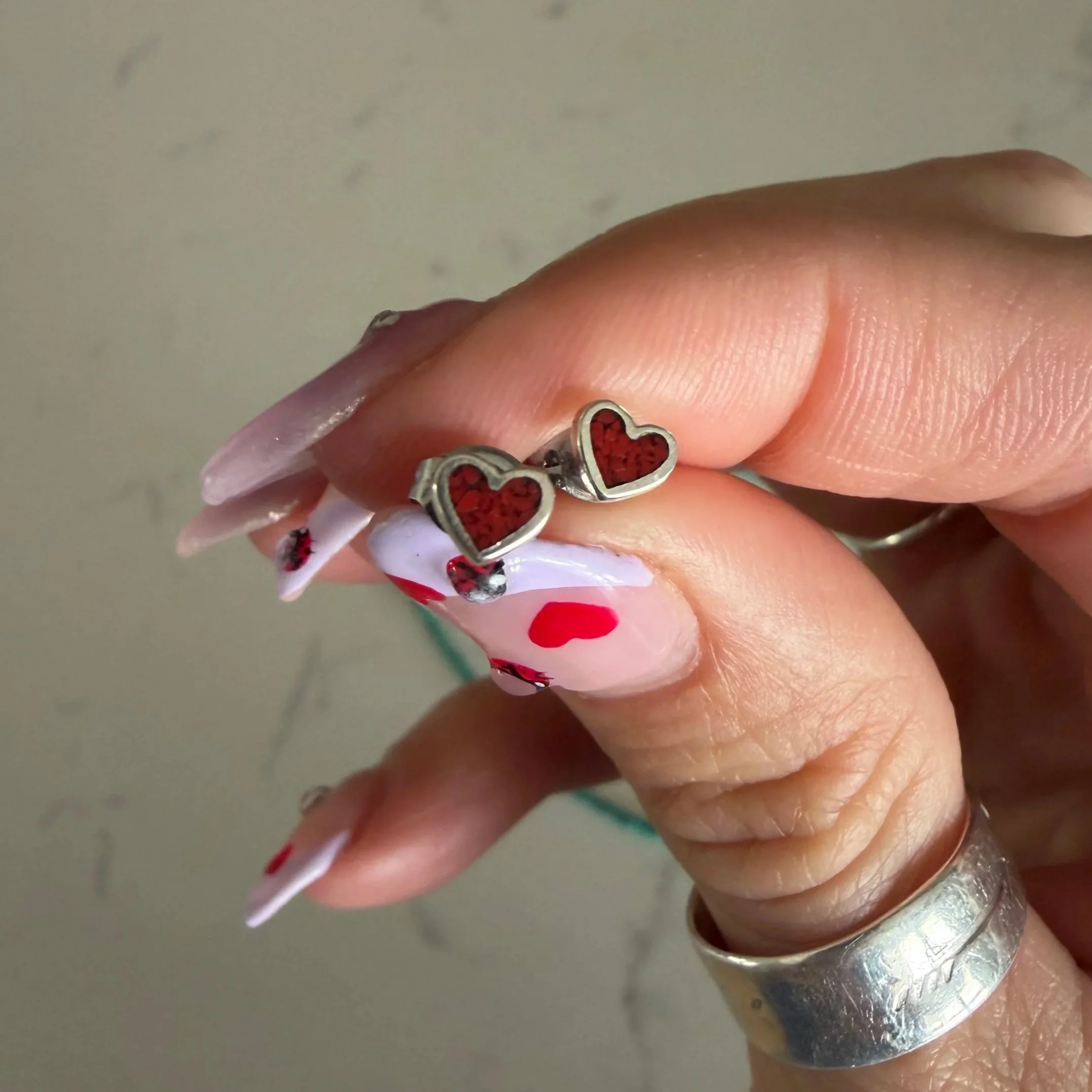 Tiny Red Heart Earrings