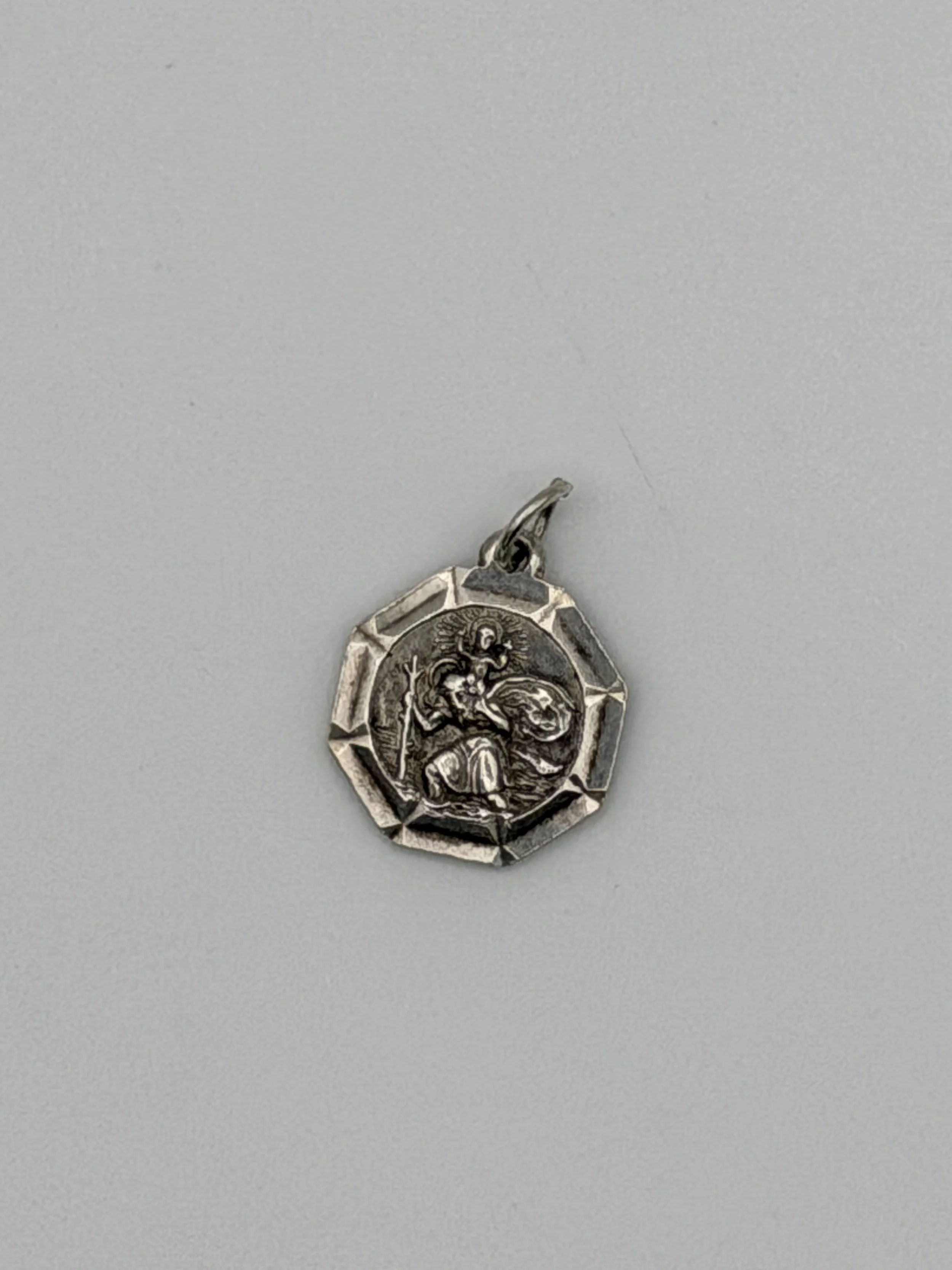 Miniature Vintage Octagon St Christopher Pendant