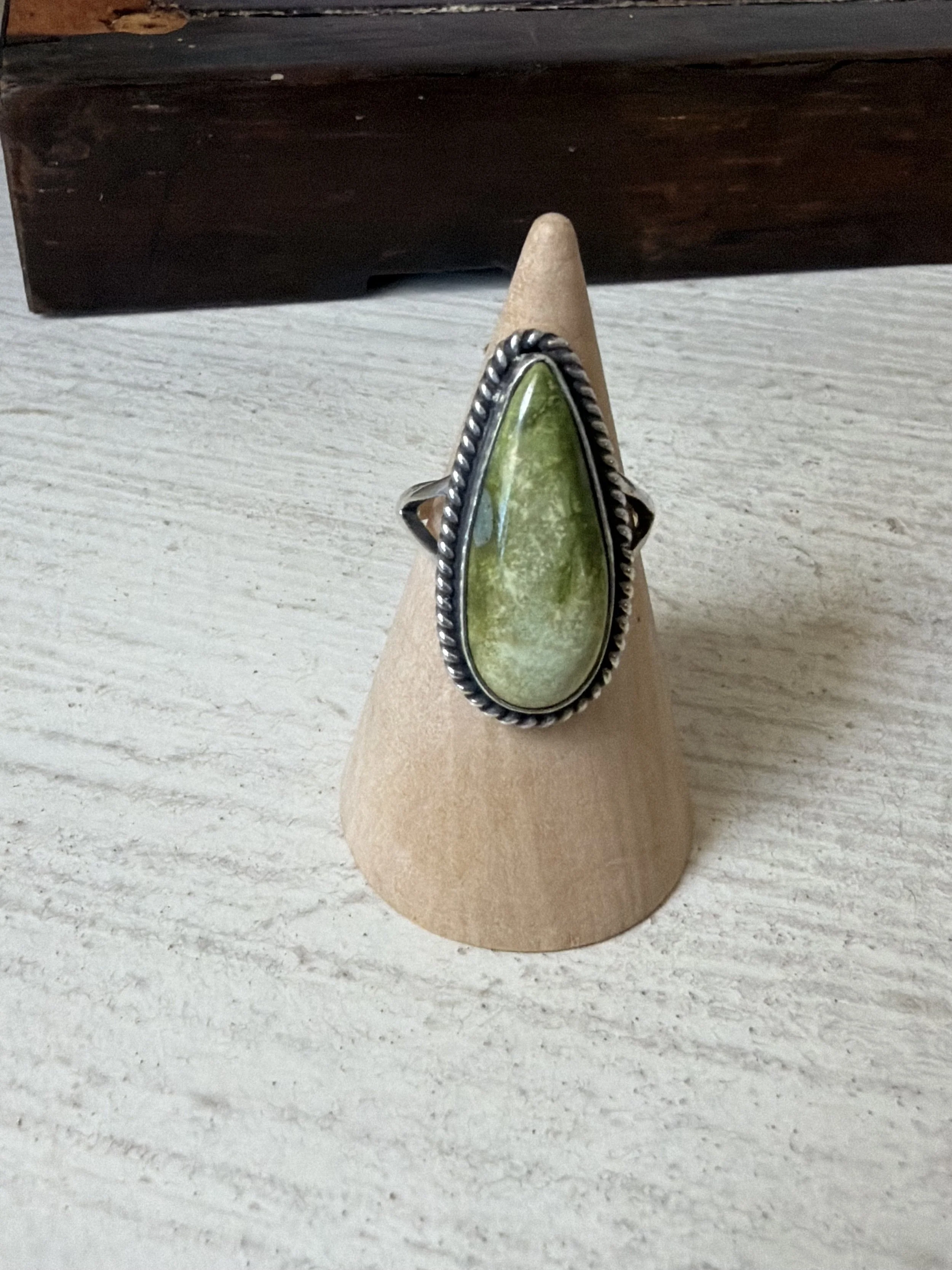 Mossy Green Braid Ring - Size 7