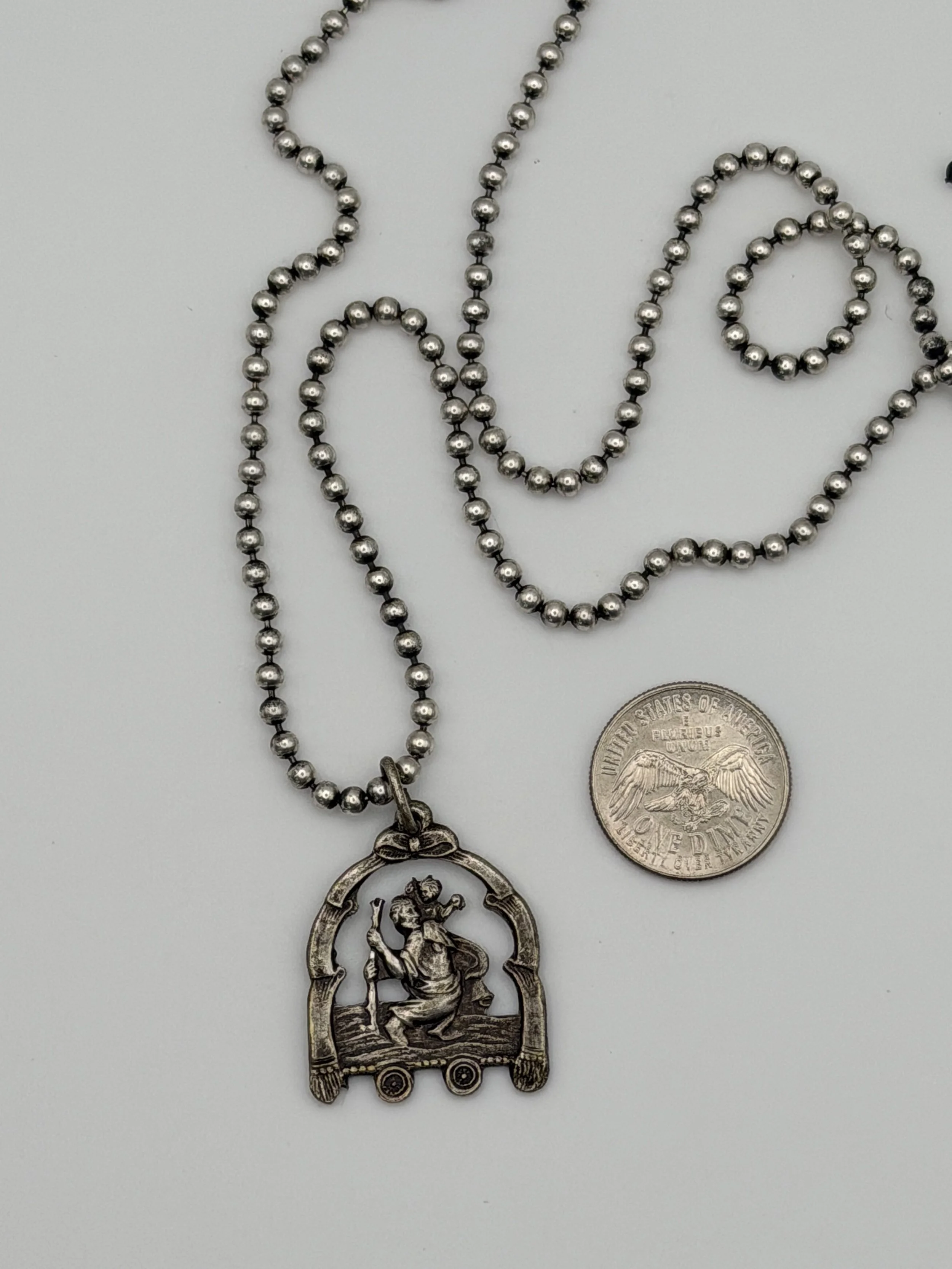 Vintage Framed Cut-out St Christopher Pendant