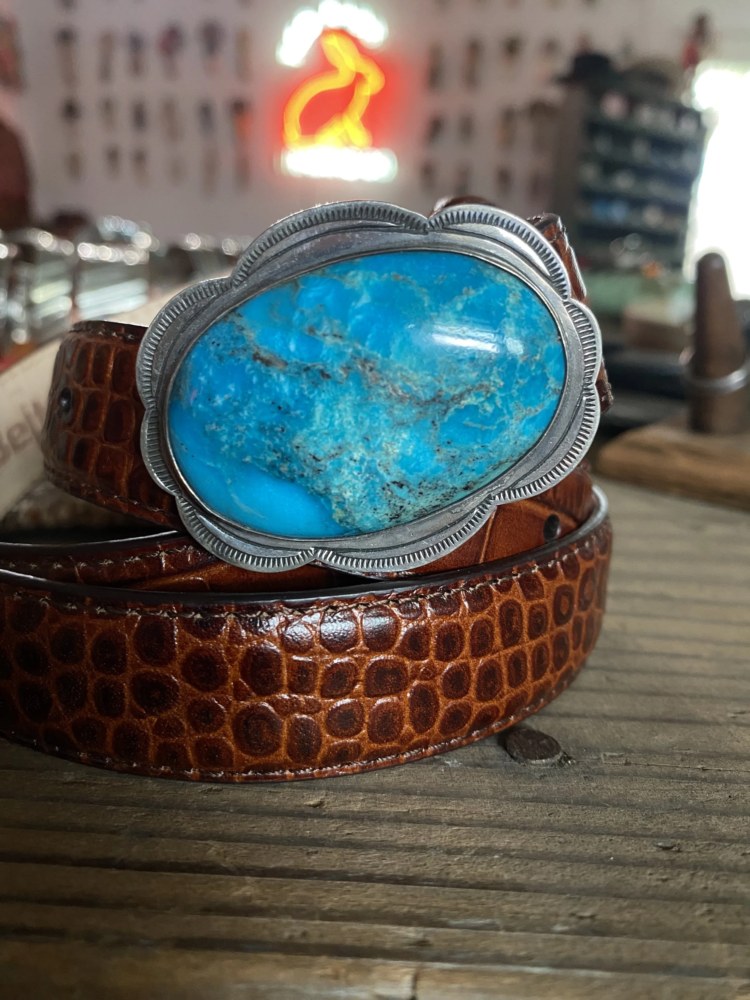 Large Oval Turquoise 1" Belt Buckle