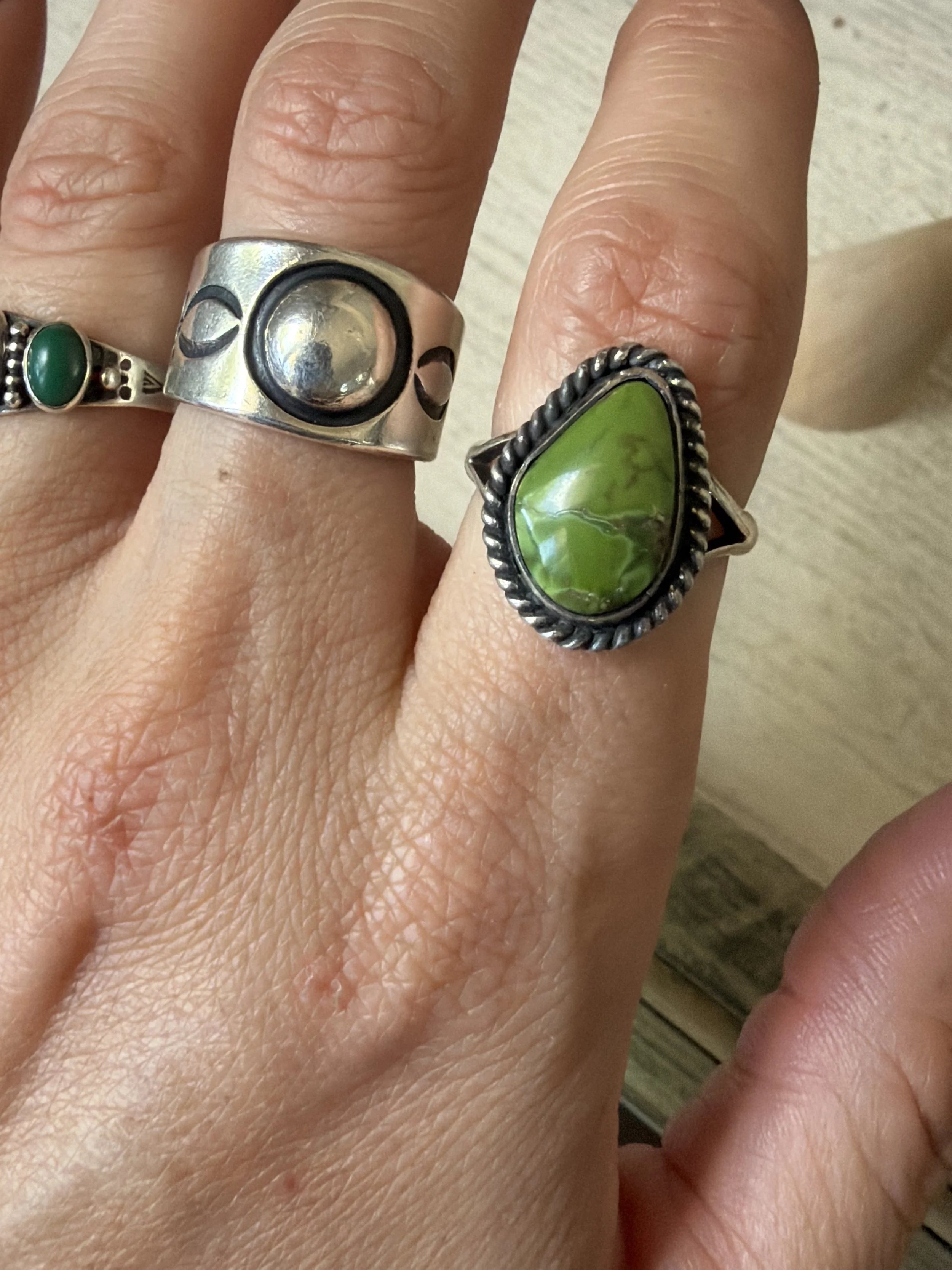 Petite Mossy Green Braid Ring - Size 6