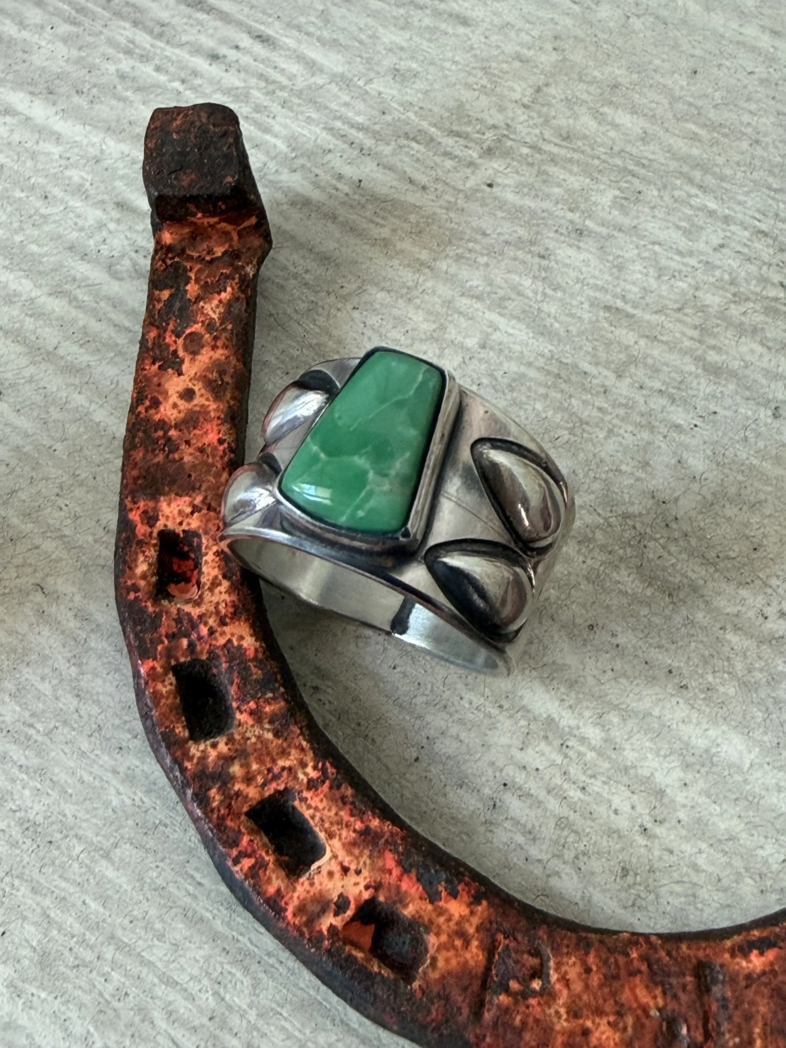 Broken Arrow Variscite Teardrop Ring - Size 9