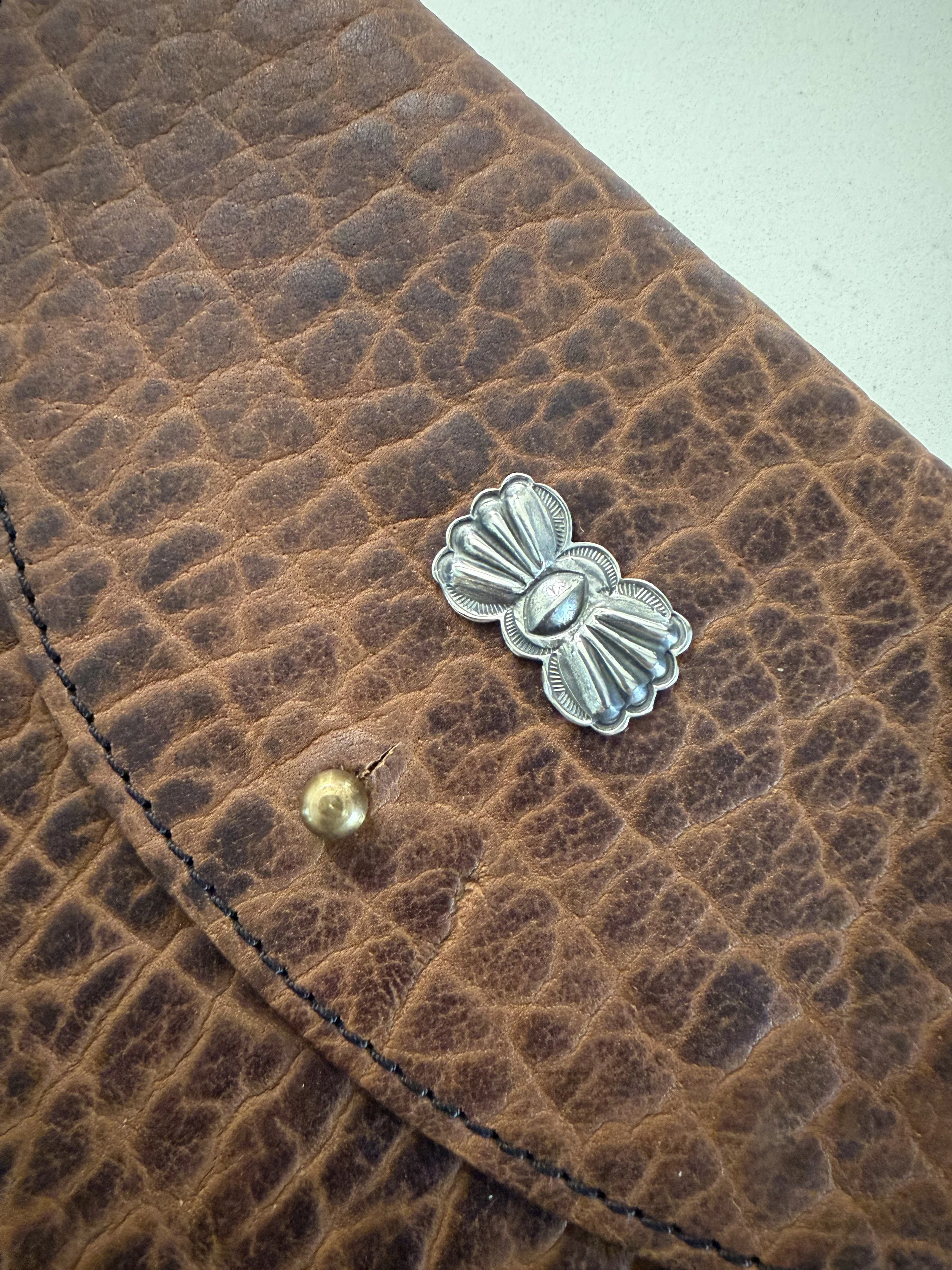 Leather and Sterling Concho Button Travel Pouch