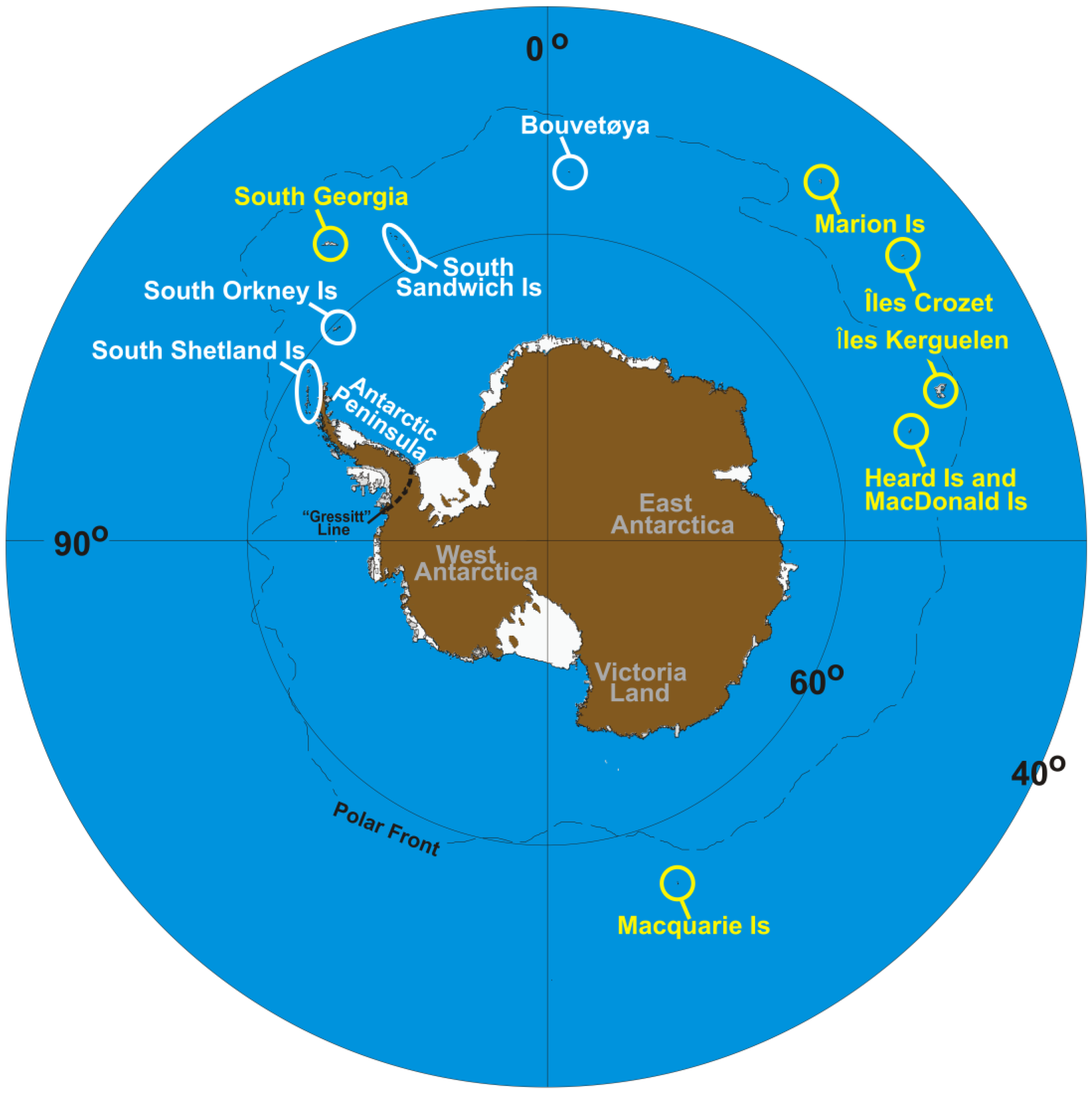 Map showing different Antarctic zones and locations. Figure 1 in article .