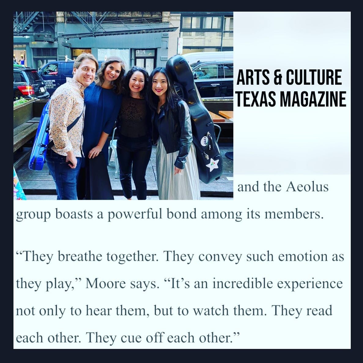 Thanks to Arts and Culture Texas Magazine and @victoriabachfestival Executive Director @buckmoore1 for the shoutout! We can&rsquo;t wait to be back at VBF this summer! ☀️