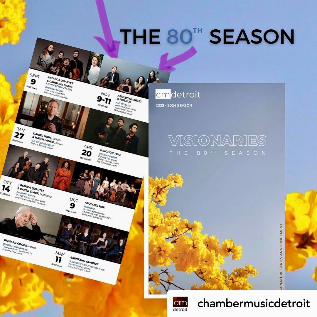 &ldquo;In selecting the concerts for next year, we focused on artists who go beyond mere excellence, artists whose vision of the past, present, and future is shaping the field of chamber music in extraordinary ways.&rdquo; &bull; @chambermusicdetroit