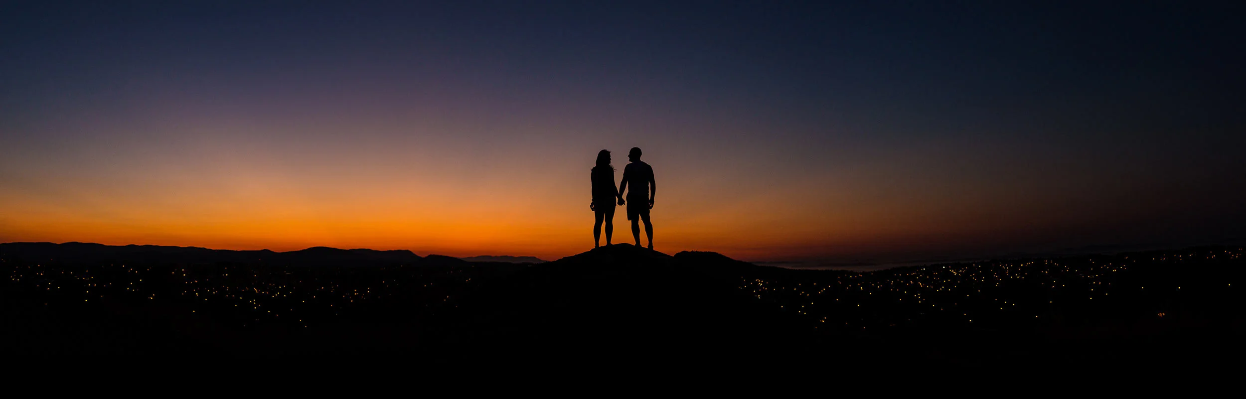 wedding photography Victoria BC Canada sunset mountain top standing couple