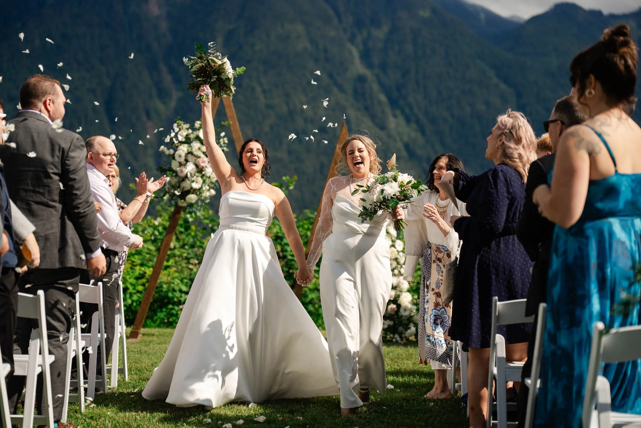 Exiting the ceremony