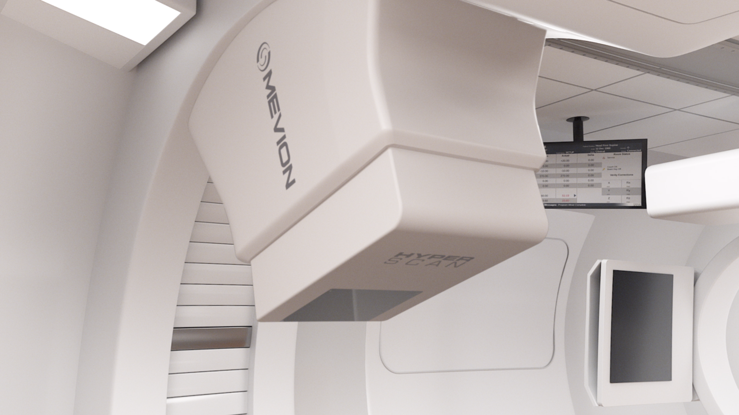 the project consisted of three phases. the first, an overview of the Mevion hardware, via a 3D tour from macro to micro. all the art direction, modeling, animation courtesy of snc. we start outside an existing hospital, highlighting how the install
