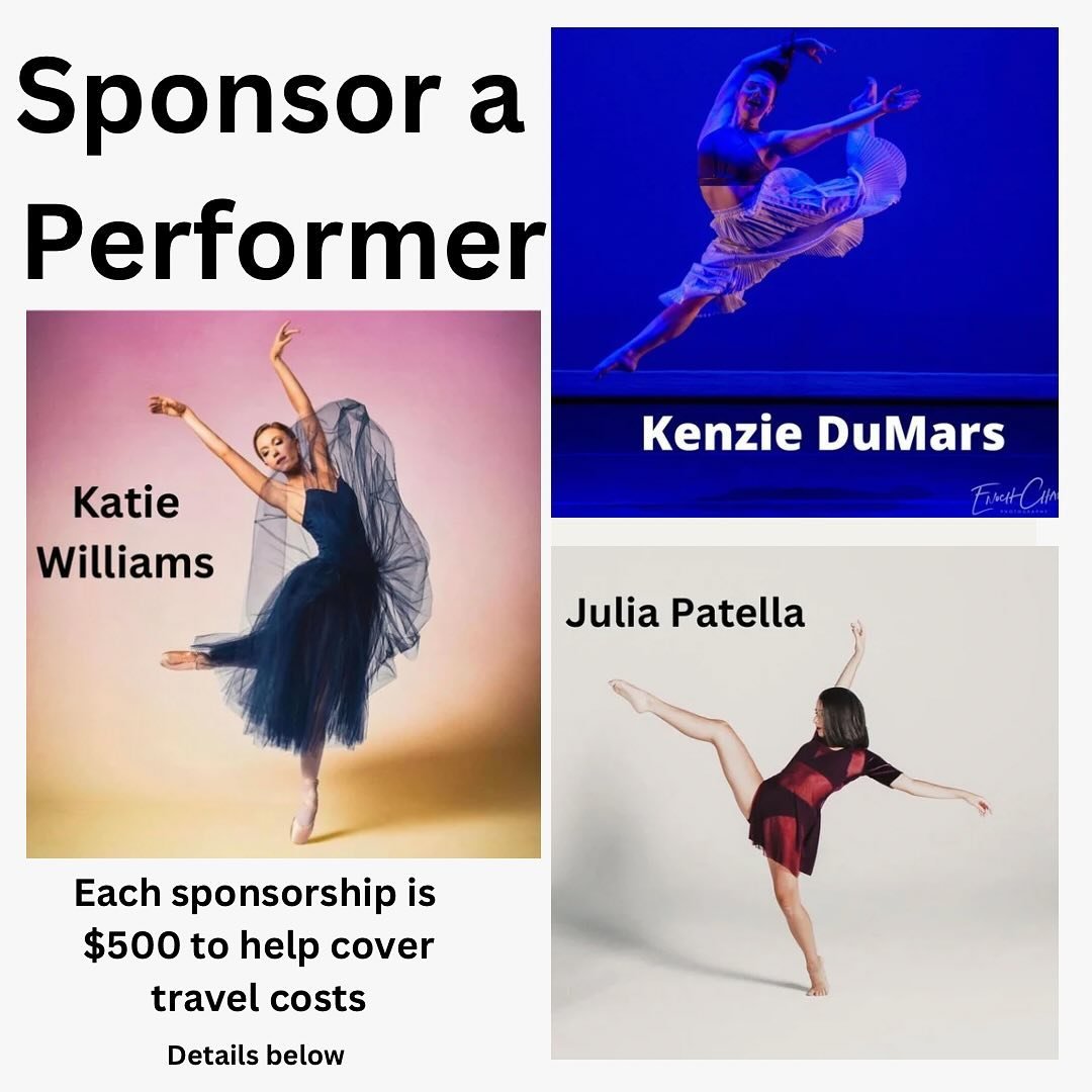 For the No One Can Survive fundraiser concert you can Sponsor a dancer who is coming in from out of town- Katie Williams, Kenzie DuMars,  and Julia Patella. 

What does it mean to sponsor a performer? The sponsorship is $500 per performer. You will h