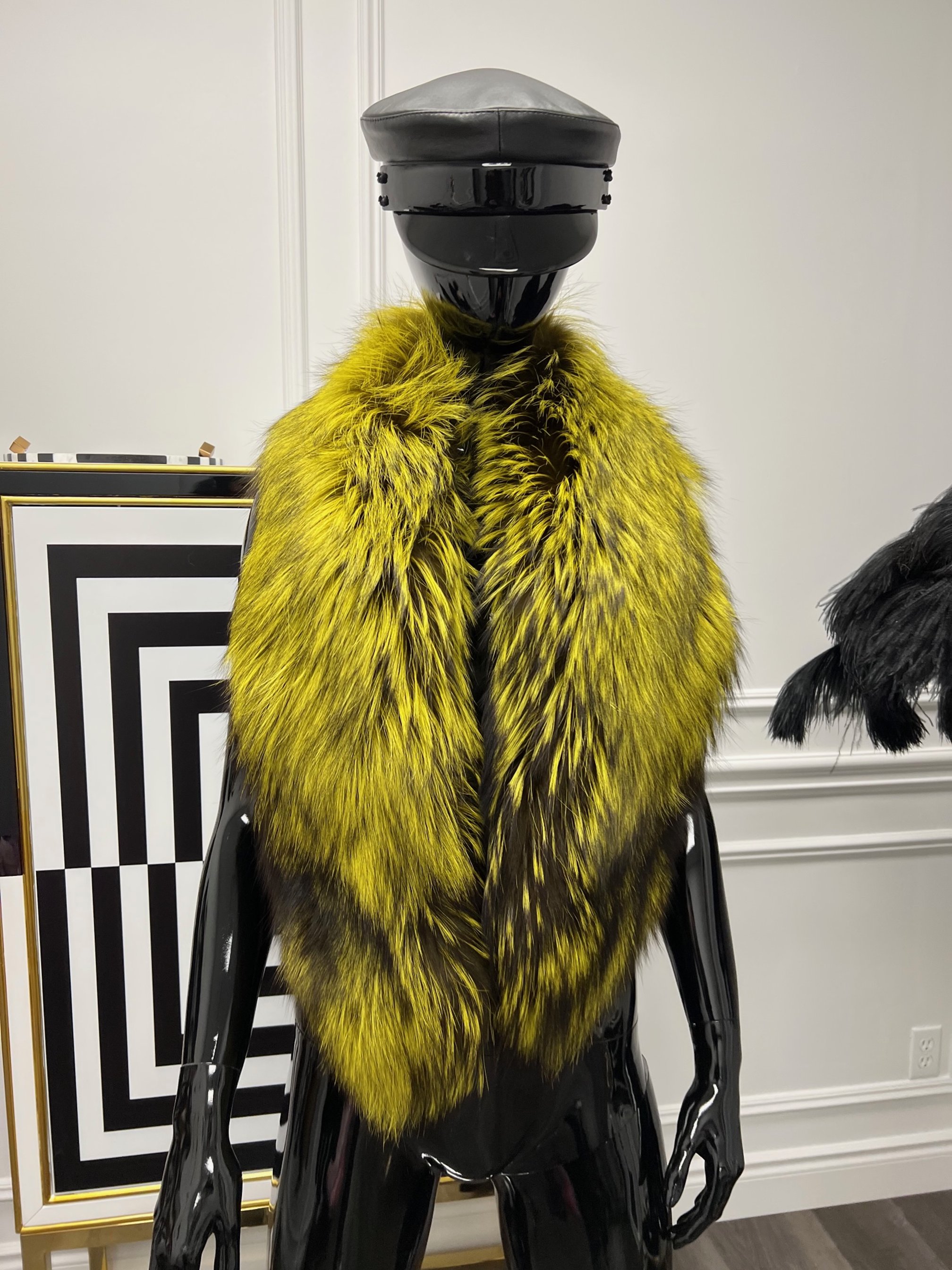 YELLOW SILVER FOX SHAWL (MED)