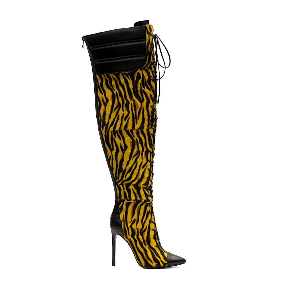 YELLOW TIGER THIGH HIGH SZ 39