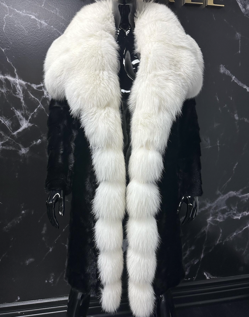 MINK X FOX FUR COAT SIZE M/L