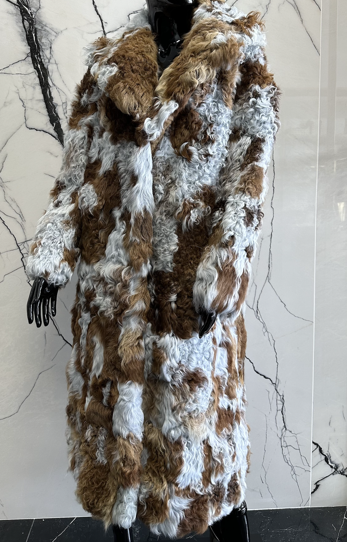 LIGHT BLUE X BROWN SHEARLING COAT -M/L