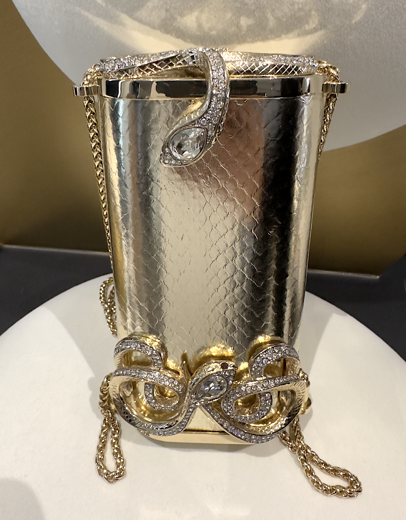 ROBERTO CAVALLI PYTHON BOX CLUTCH (GOLD)