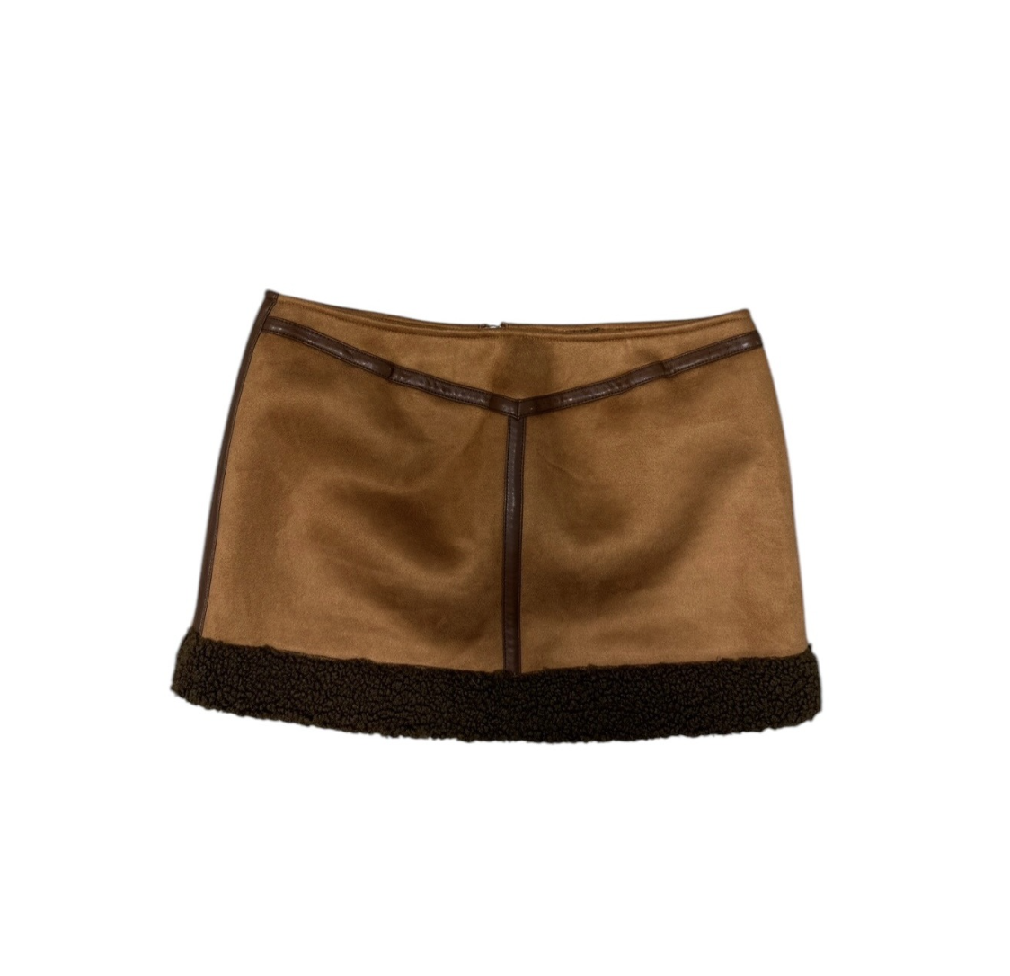 BROWN SHEARLING SKIRT (SIZE 10 US)