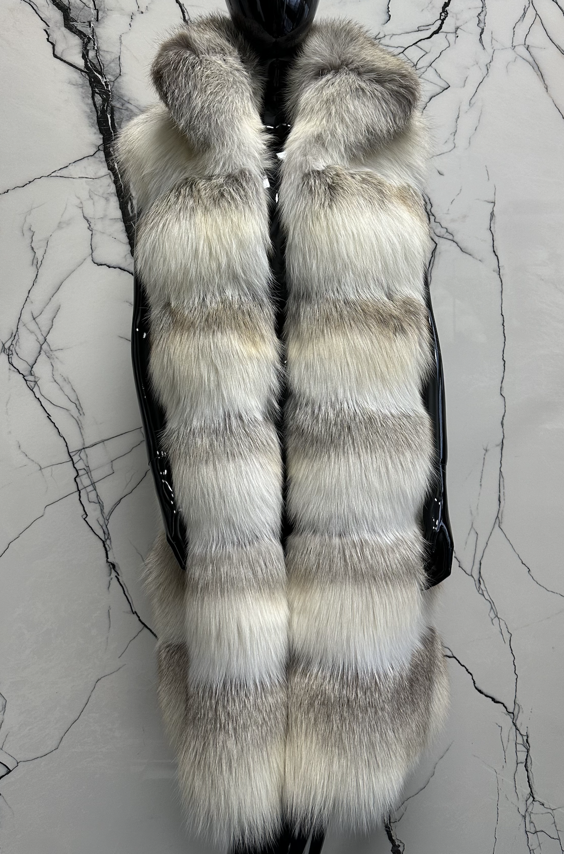 SIBERIAN FOX FUR LONG VEST - SIZE M/L