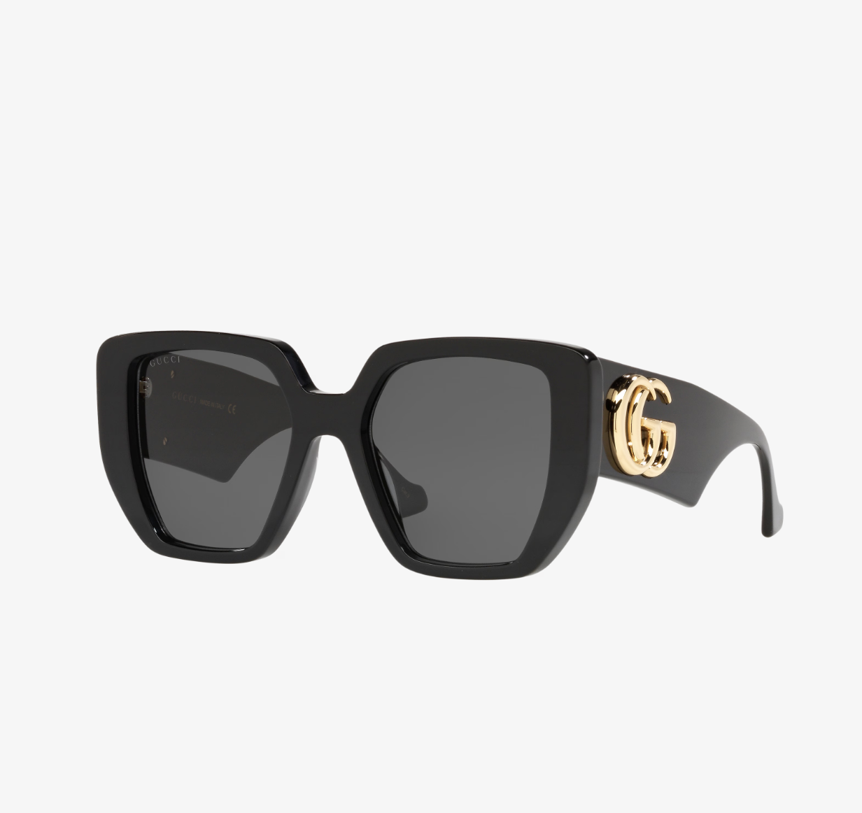GUCCI SUNGLASSES (BLACK WITH GOLD LOGO)