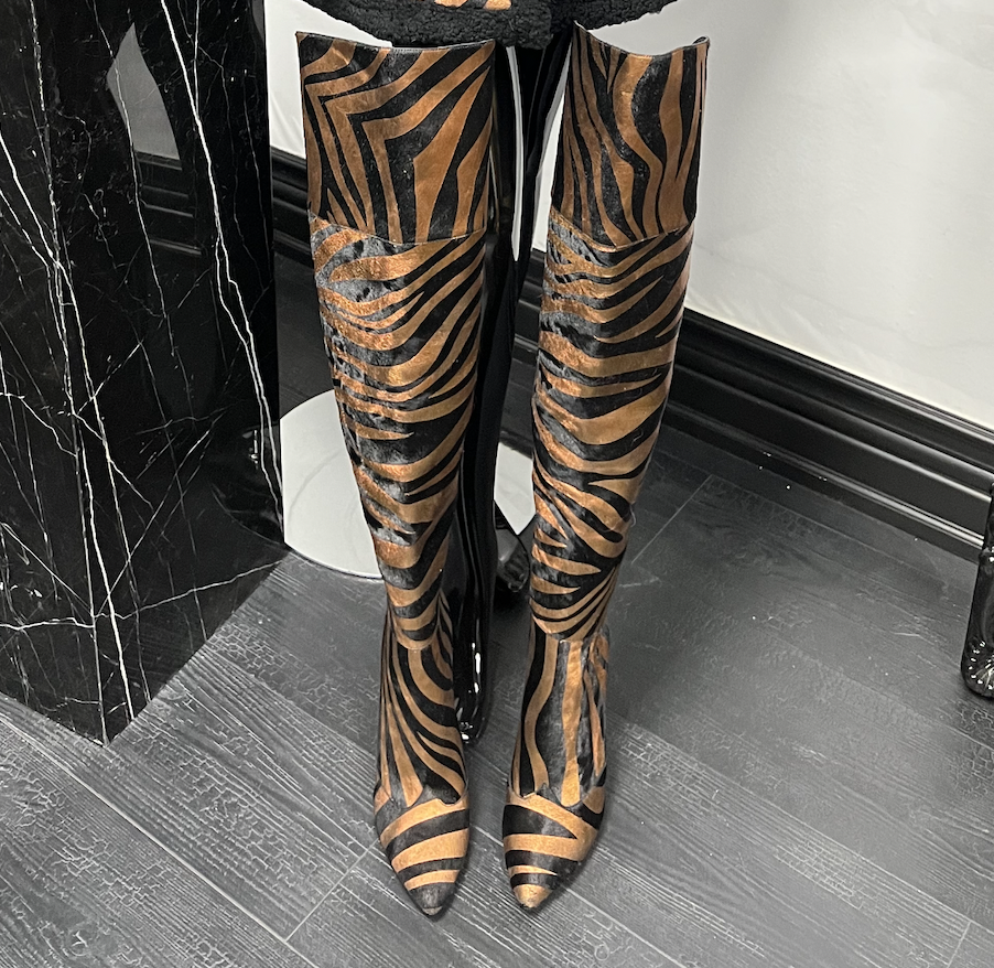 BRONZED ZEBRA CALF HAIR BOOT 39 W