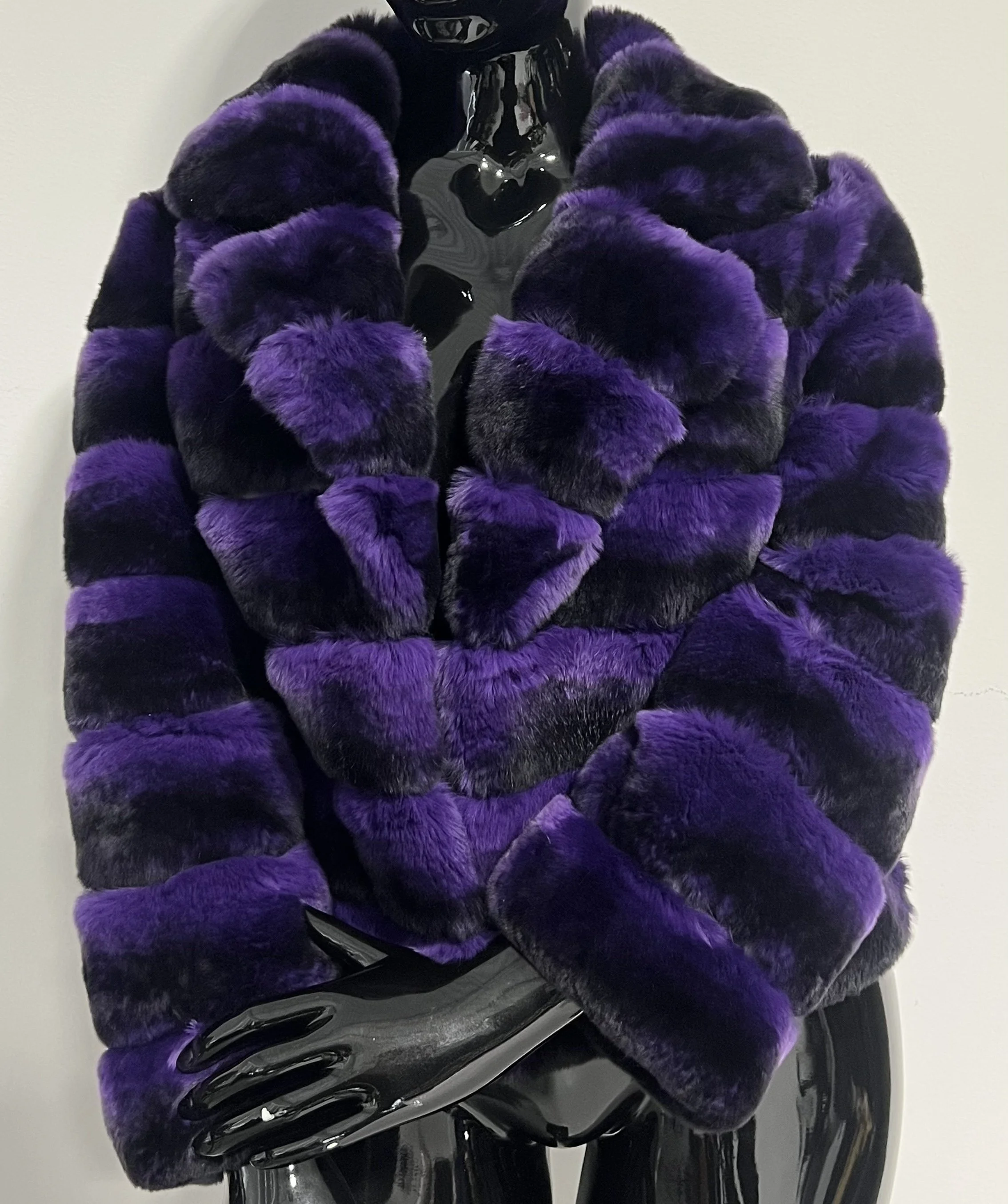 PURPLE CHINCHILLA JACKET SIZE (M)