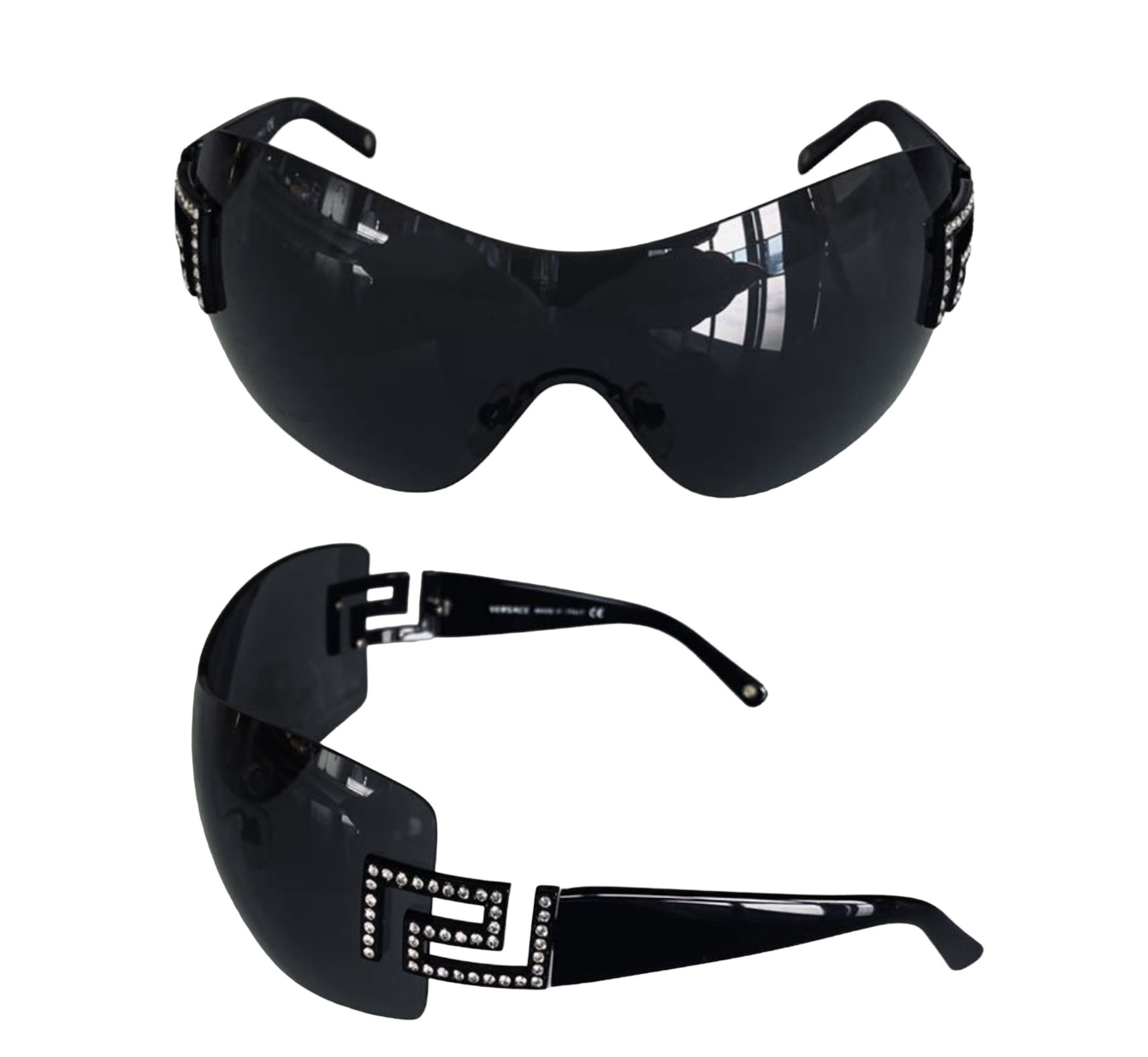 VINTAGE VERSACE X CRYSTAL RHINESTONE SUNGLASSES (BLACK)