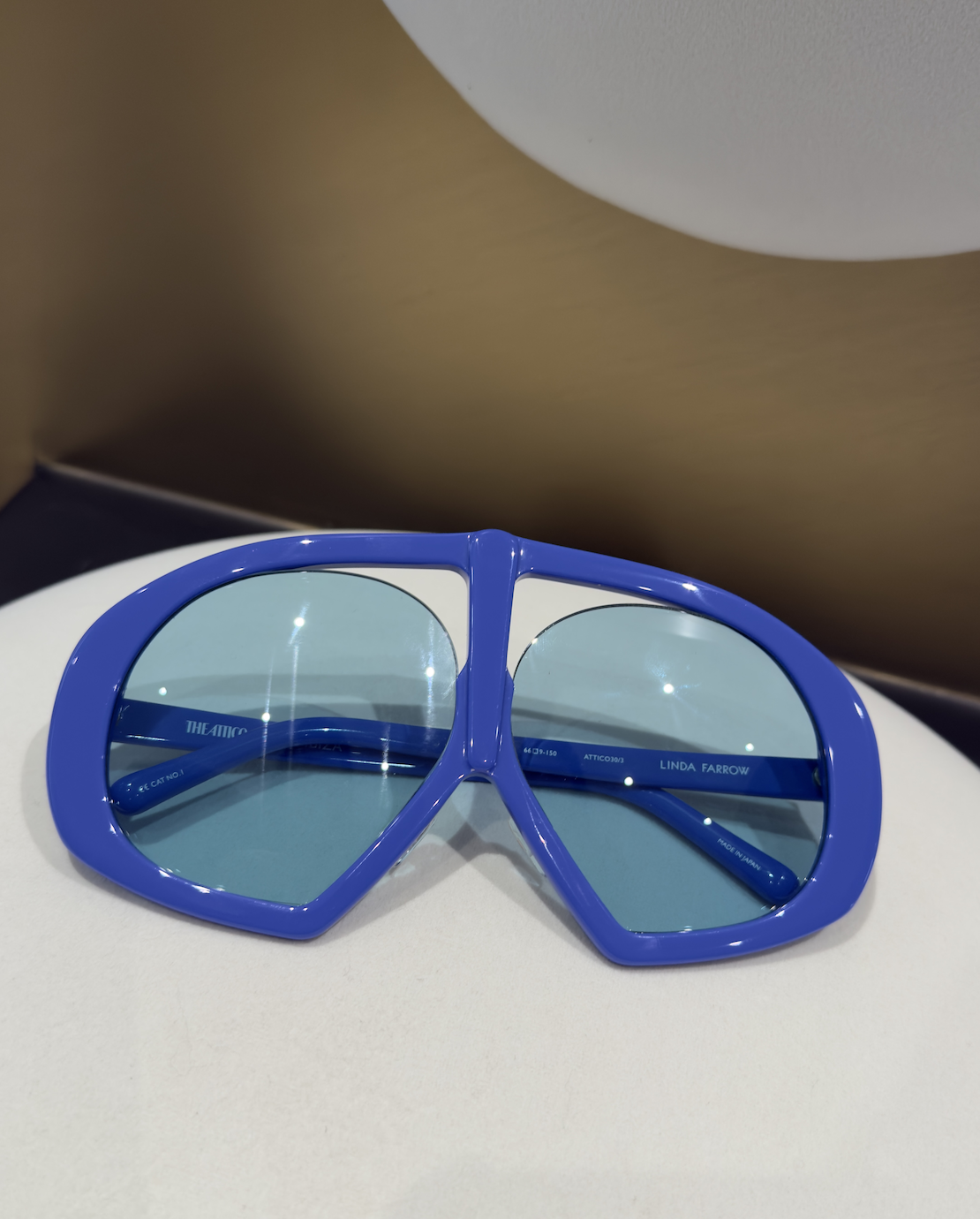THE ATTICO X LINDA FARROW BLUE OVERSIZED AVIATOR SUNGLASSES