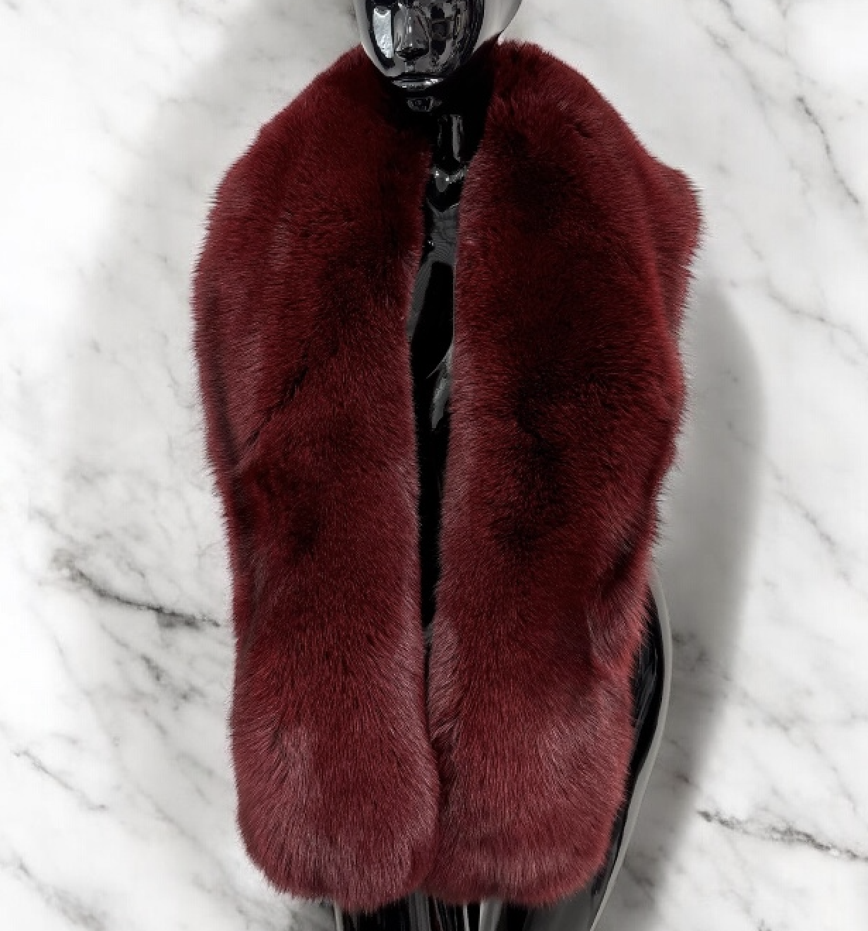 OVERSIZED XL OXBLOOD FOX FUR SHAWL
