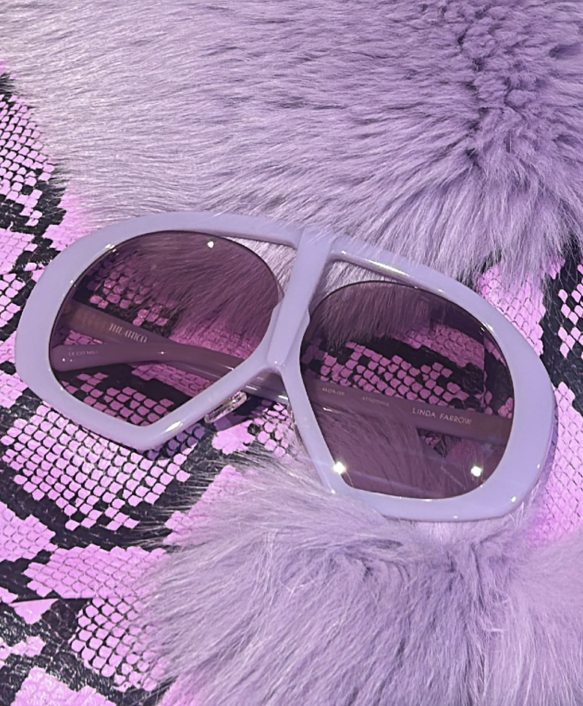 THE ATTICO X LINDA FARROW PASTEL PURPLE OVERSIZED AVIATOR SUNGLASSES