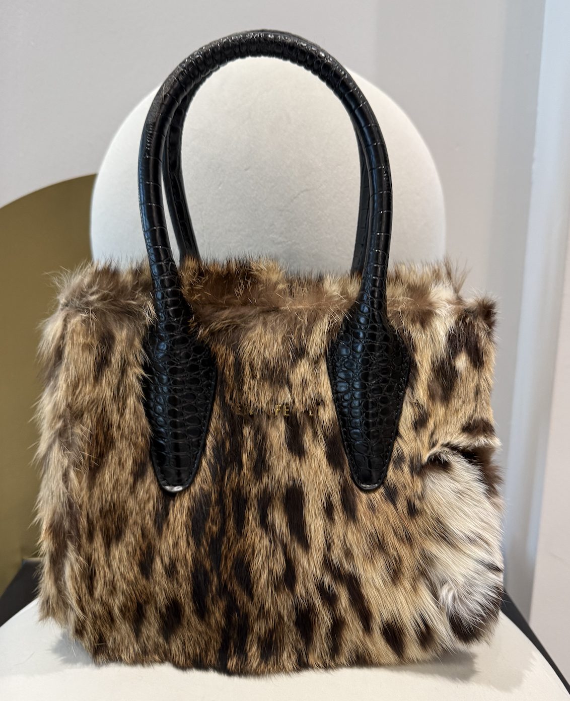 LEOPARD MINK TOTE BAG (SMALL)