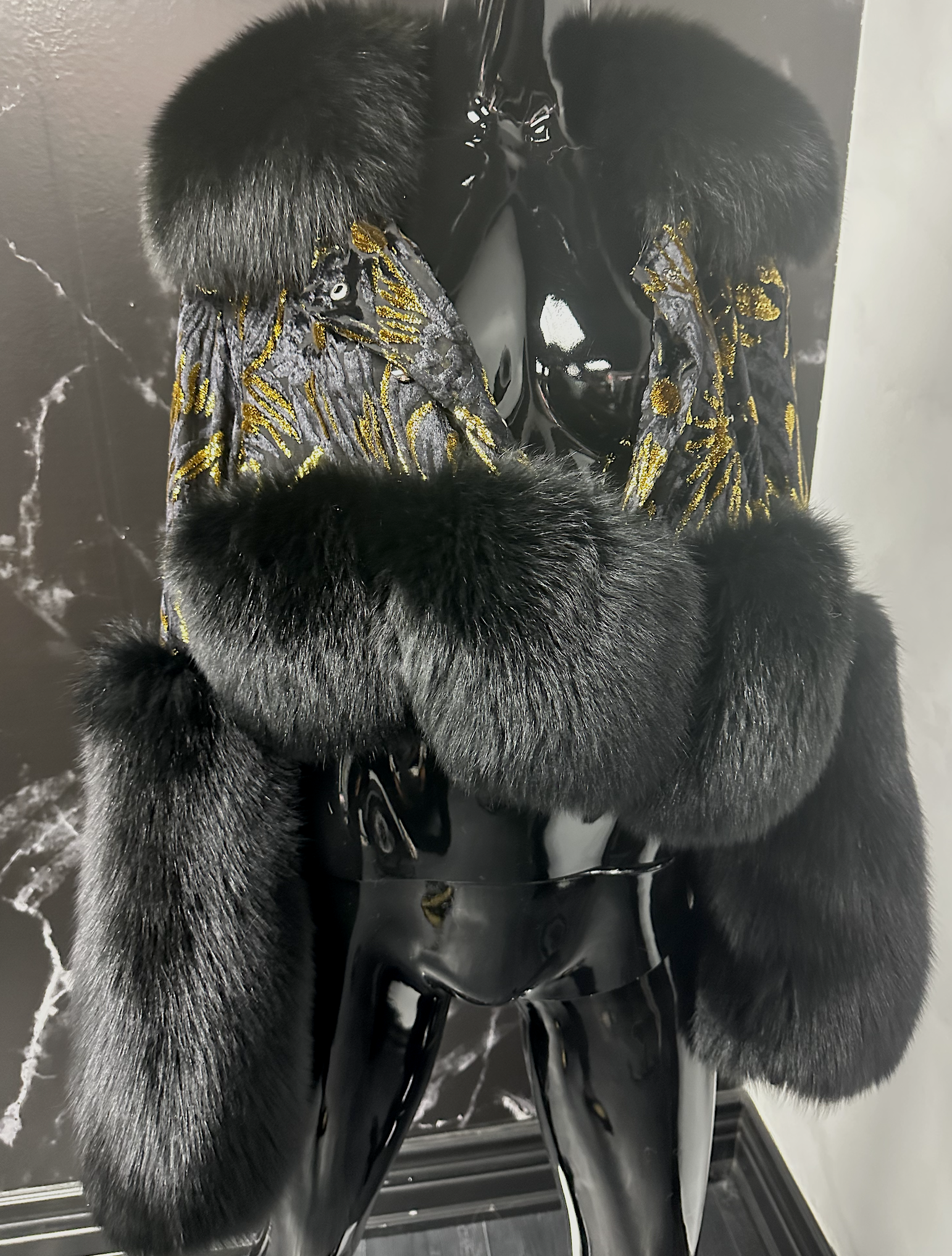 BLACK X GOLD BURNT VELVET MESH X FOX JACKET (M/L)