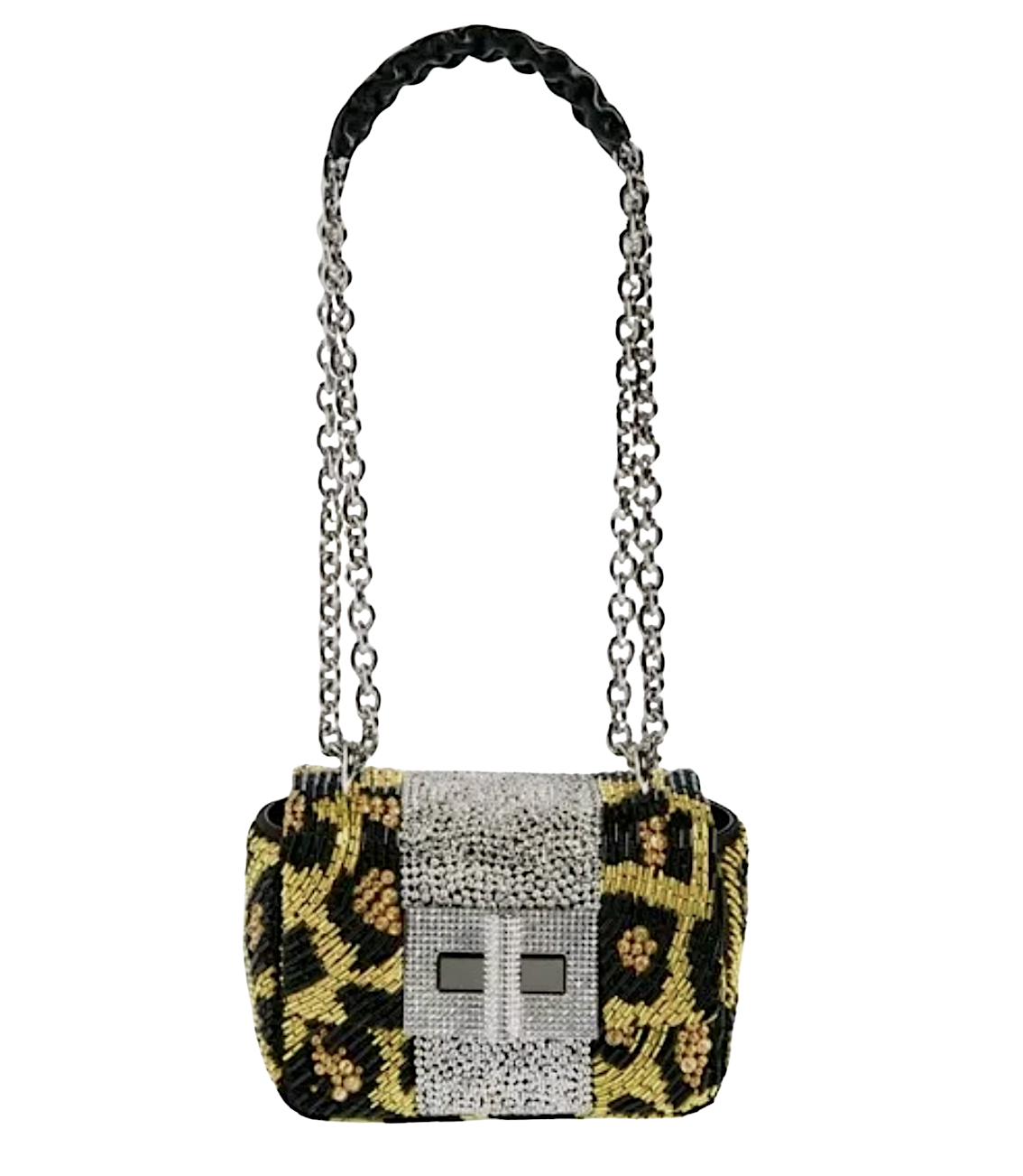 Tom Ford Yellow/Black Sequin Leopard Embellished Natalia Mini Bag