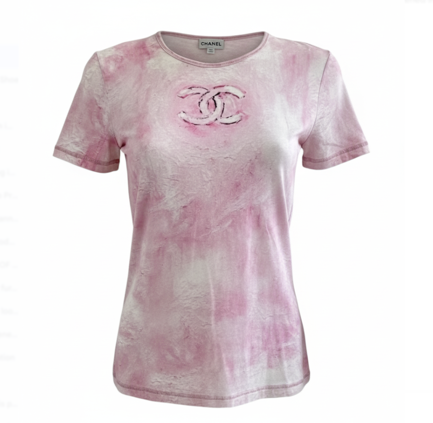 CHANEL PINK TIE-DYE LOGO TEE FR 40