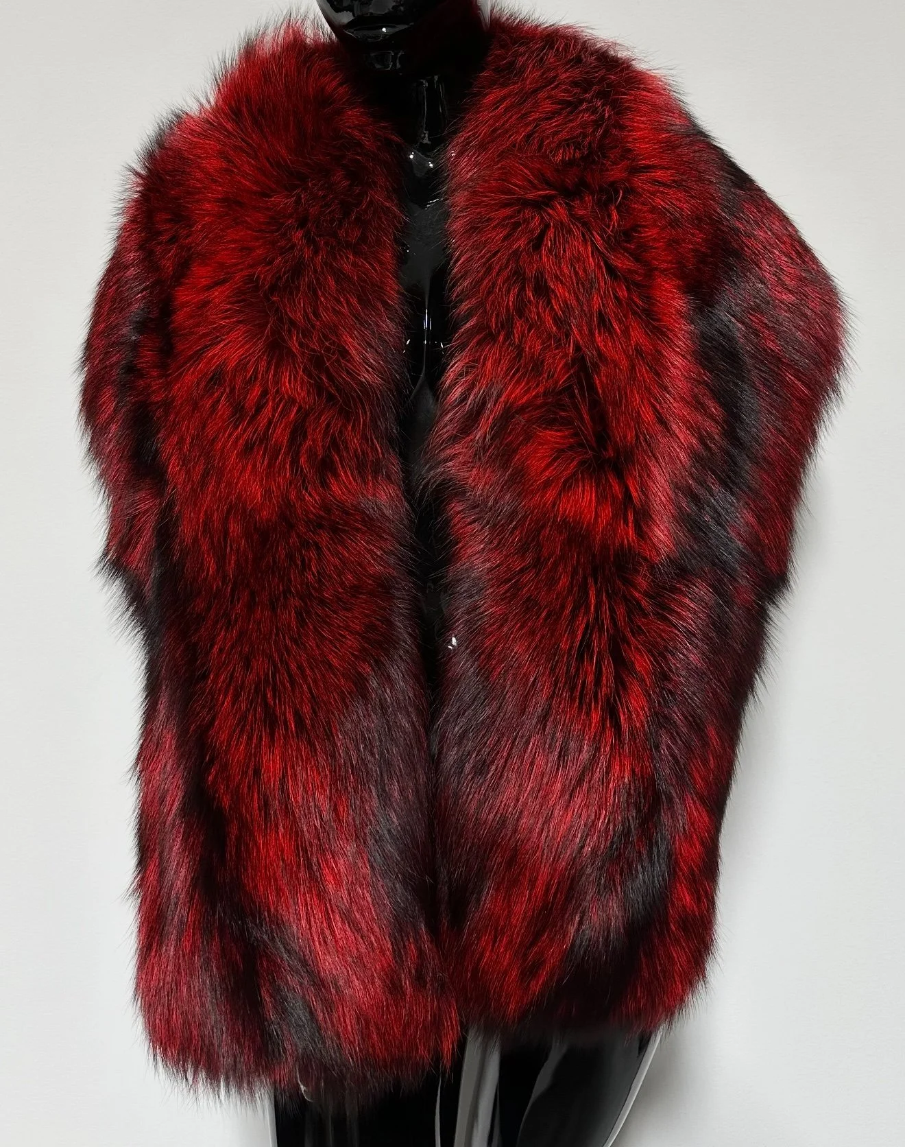 FIRE RED FOX FUR CROSSOVER OVERSIZED SHAWL